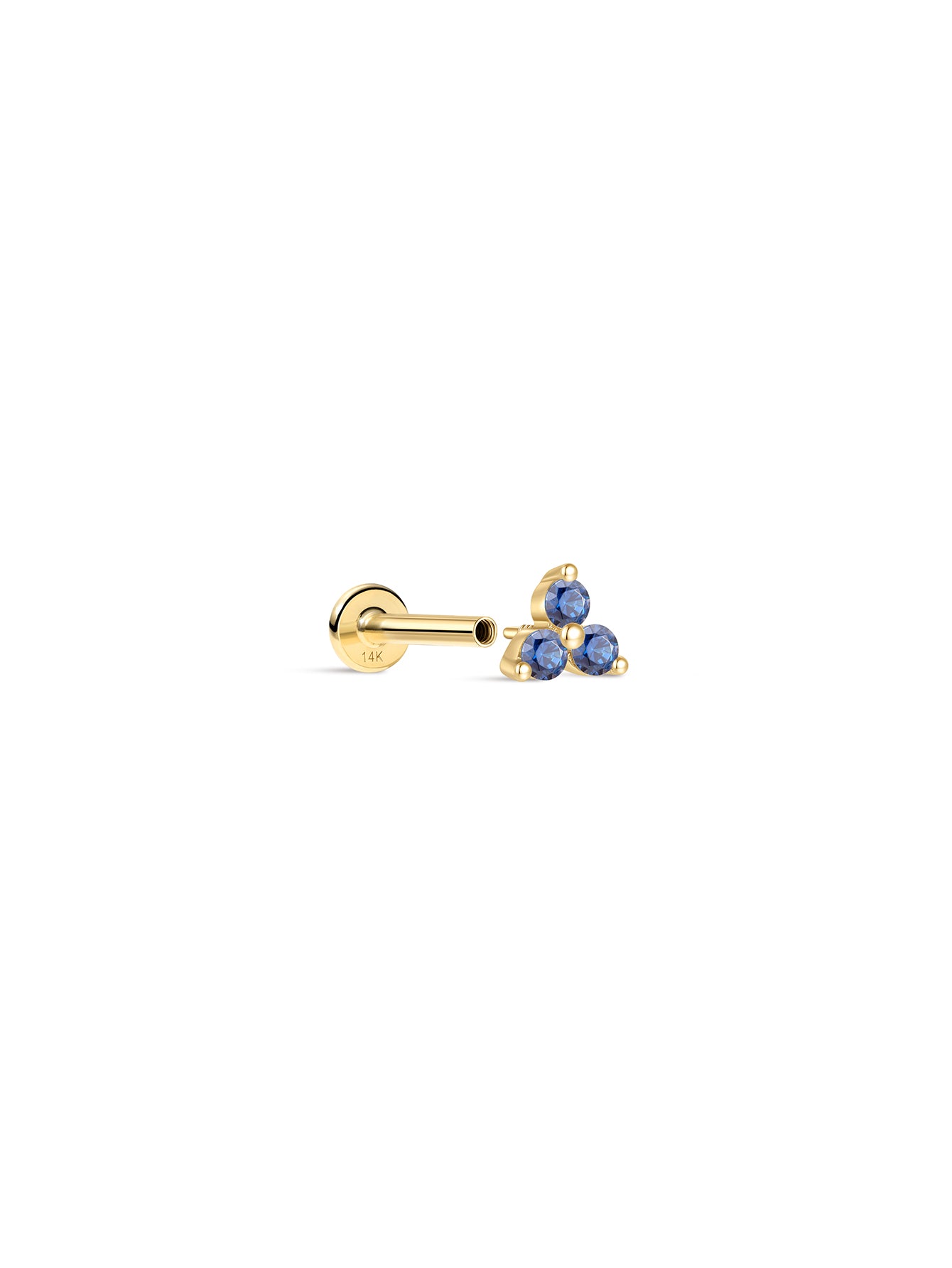 14K Solid Gold March Trinity Shiny Birthstone Stud-aurivna
