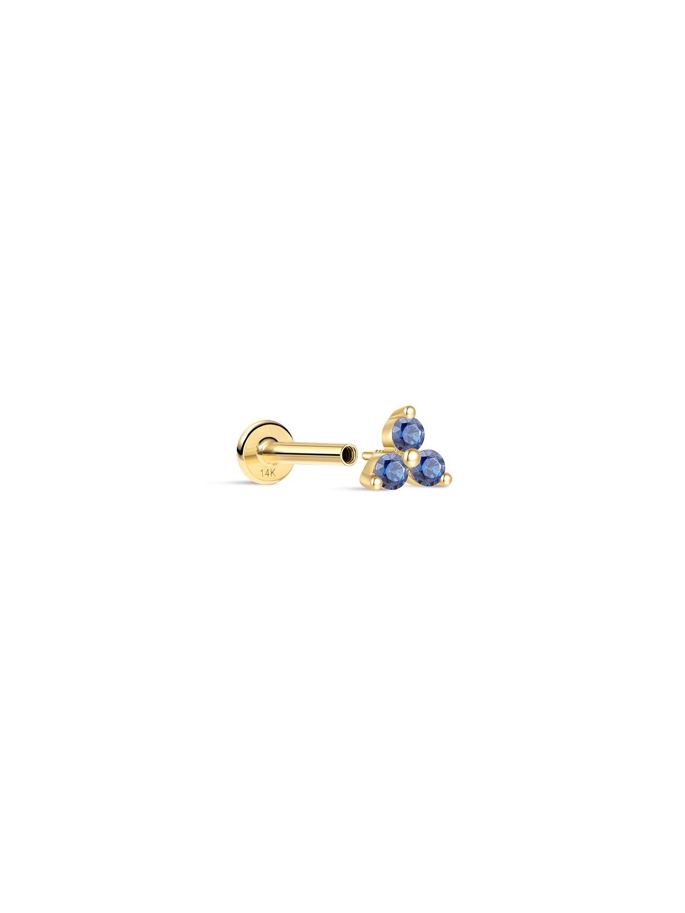 14K Solid Gold March Trinity Shiny Birthstone Stud-aurivna