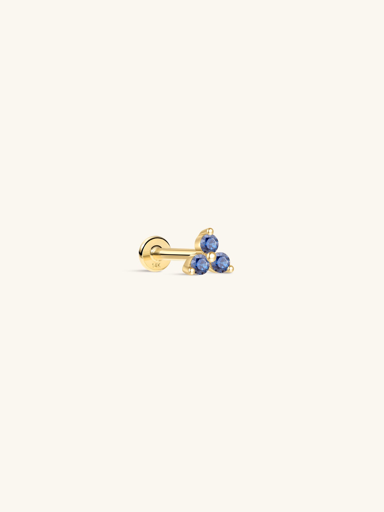 14K Solid Gold March Trinity Shiny Birthstone Stud-aurivna