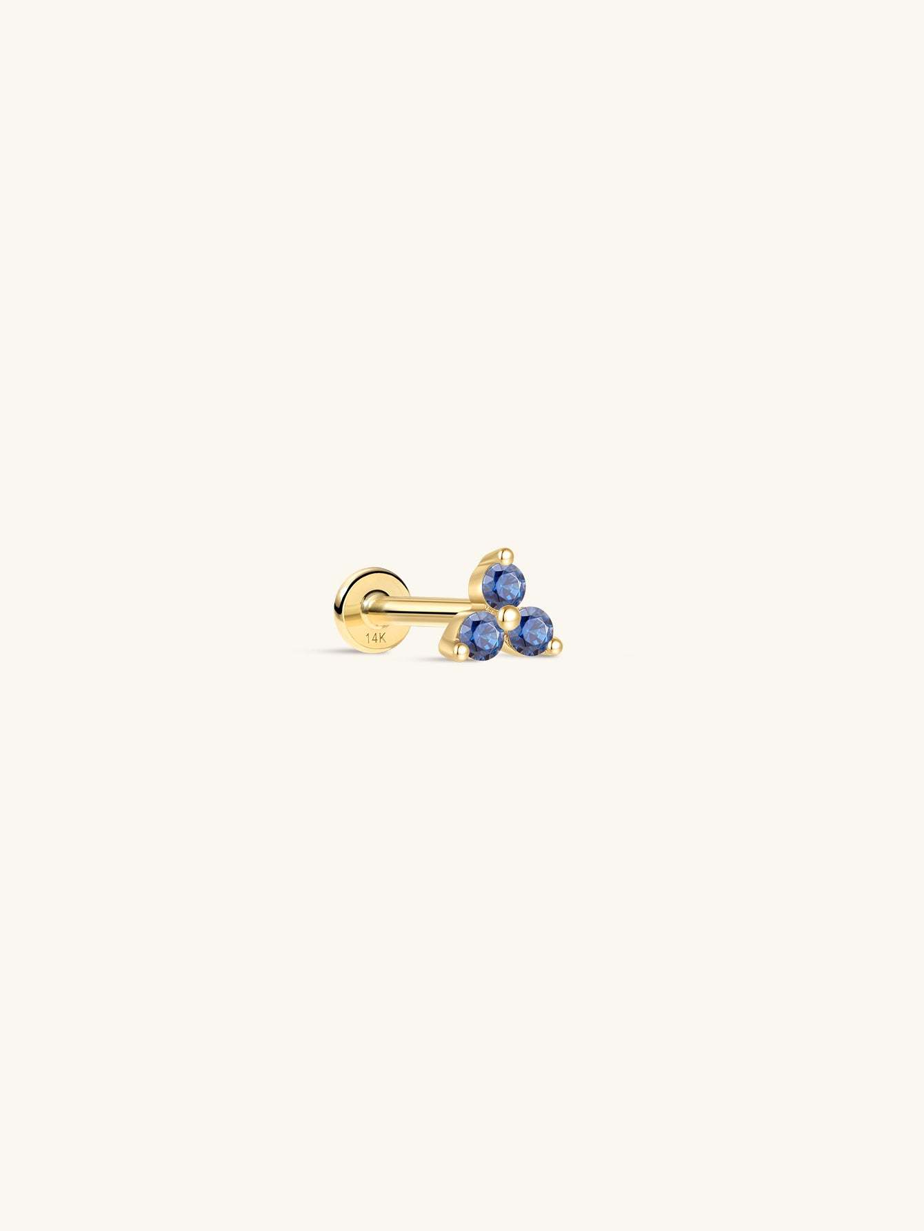 14K Solid Gold March Trinity Shiny Birthstone Stud-aurivna