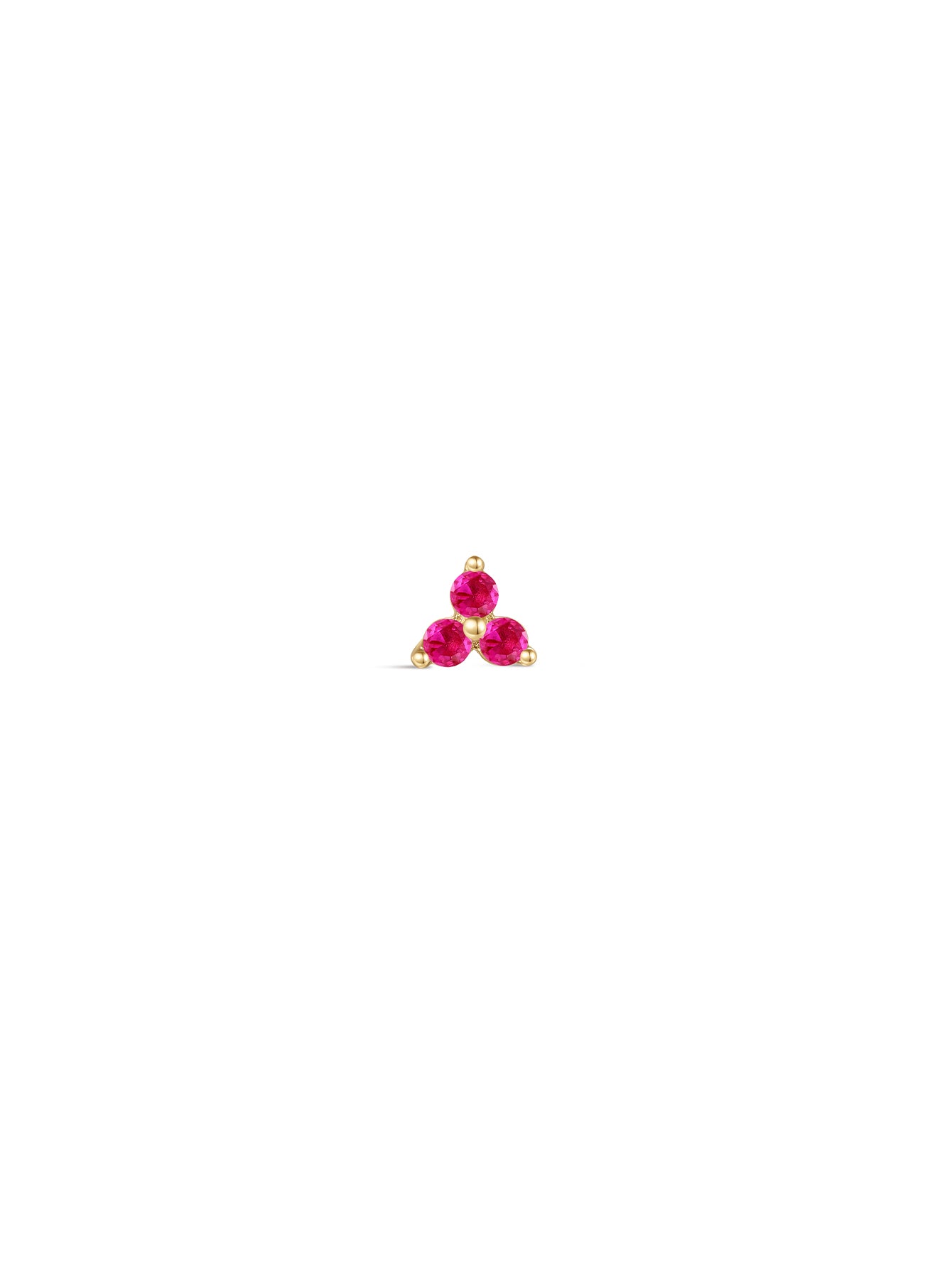 14K Solid Gold July Trinity Shiny Birthstone Stud-aurivna