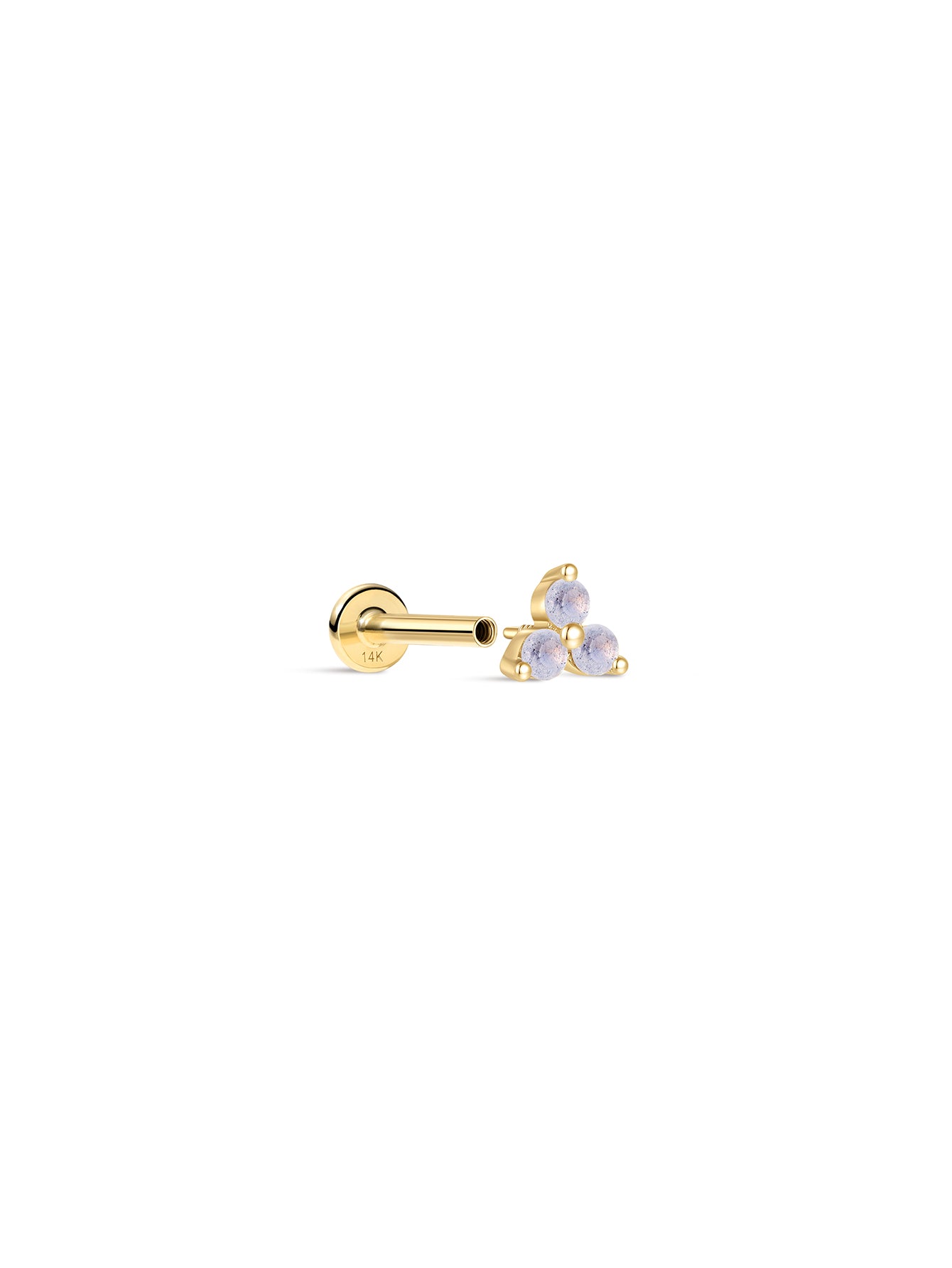 14K Solid Gold June Trinity Shiny Birthstone Stud-aurivna