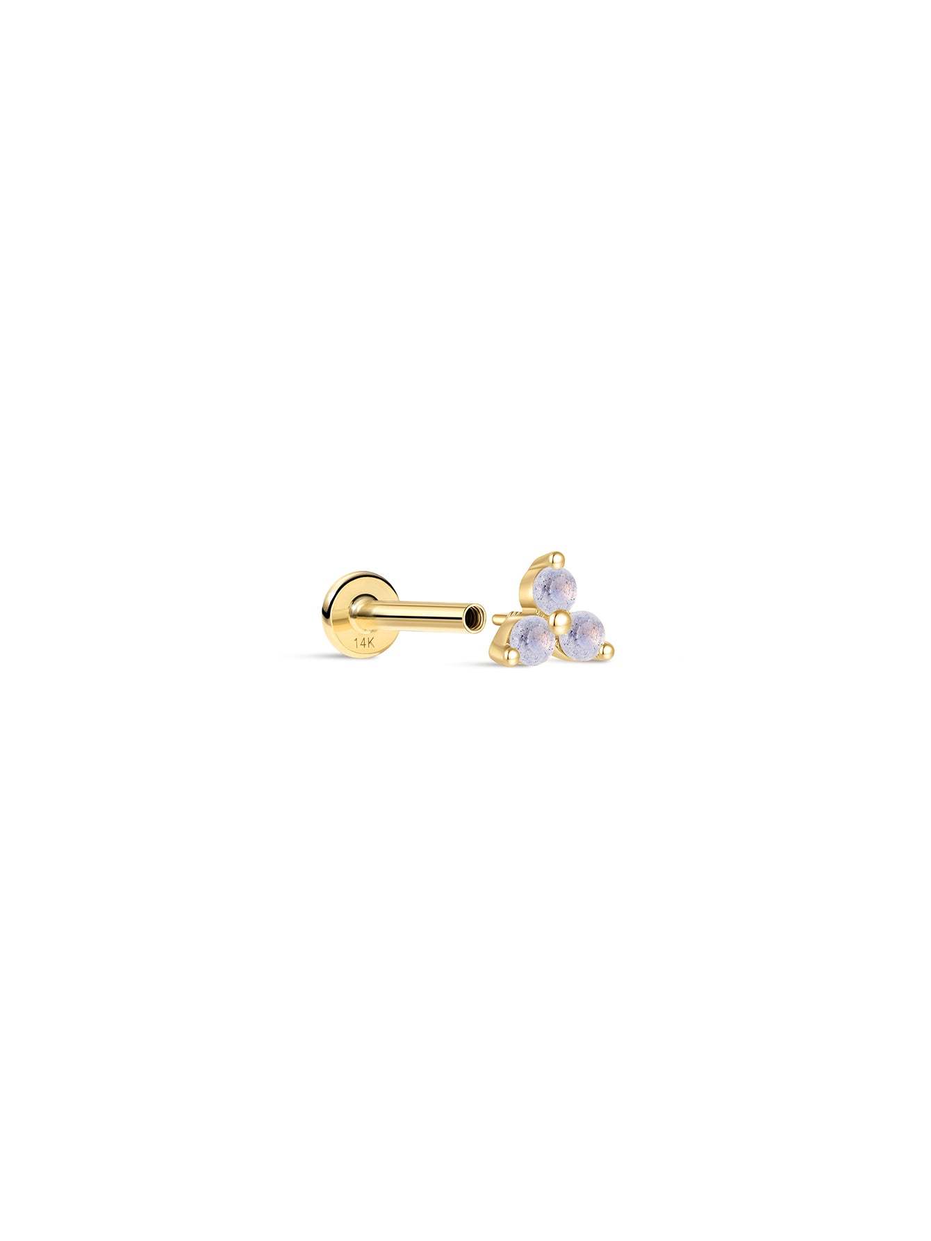 14K Solid Gold June Trinity Shiny Birthstone Stud-aurivna