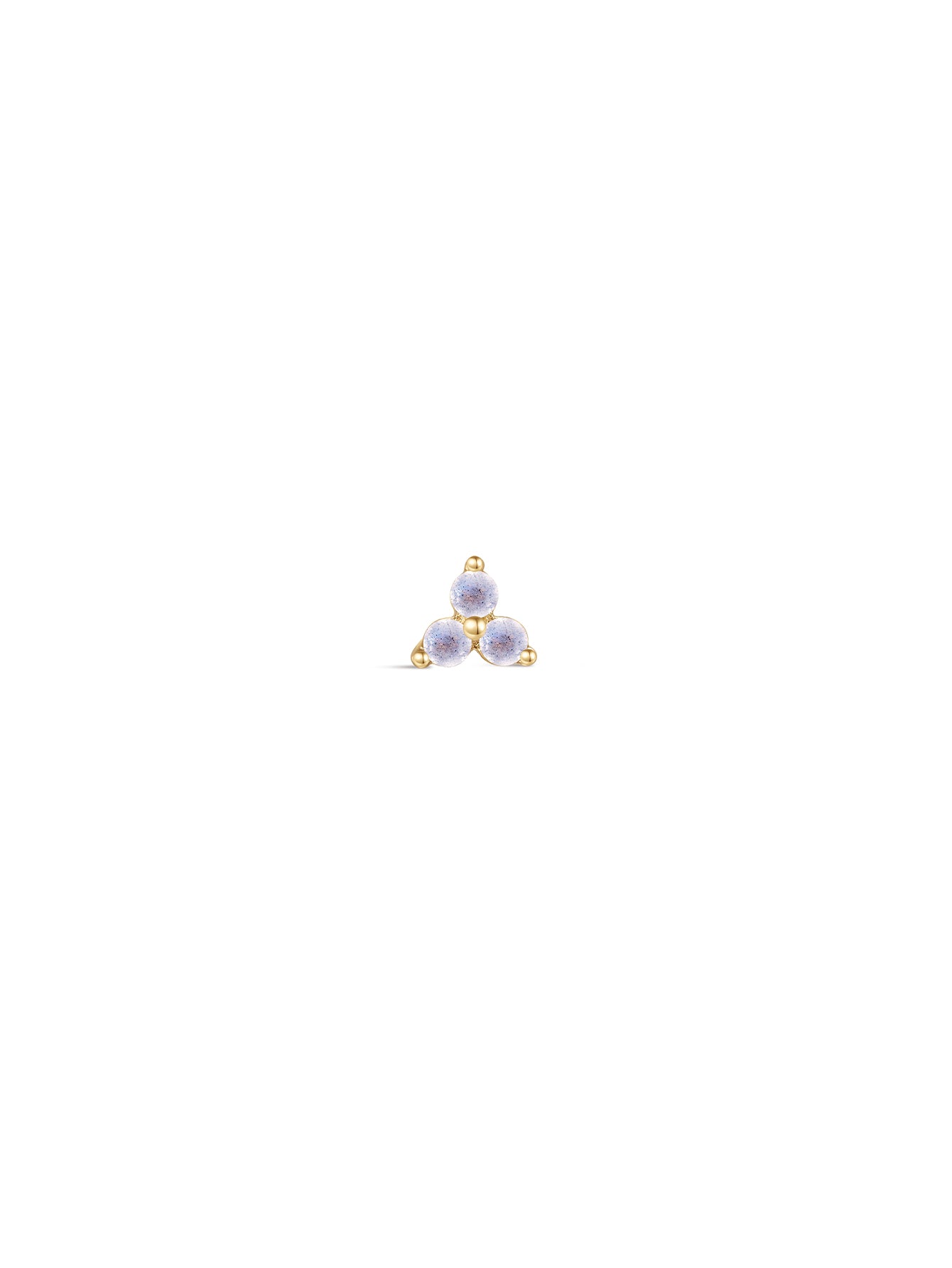 14K Solid Gold June Trinity Shiny Birthstone Stud-aurivna