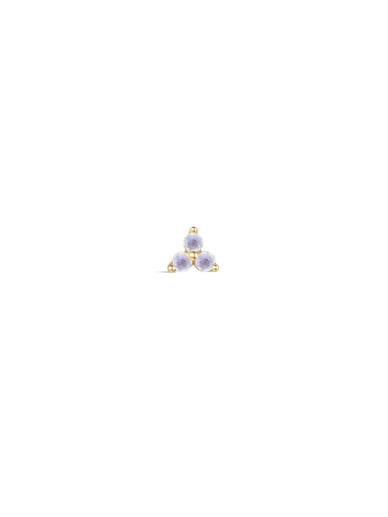 14K Solid Gold June Trinity Shiny Birthstone Stud-aurivna