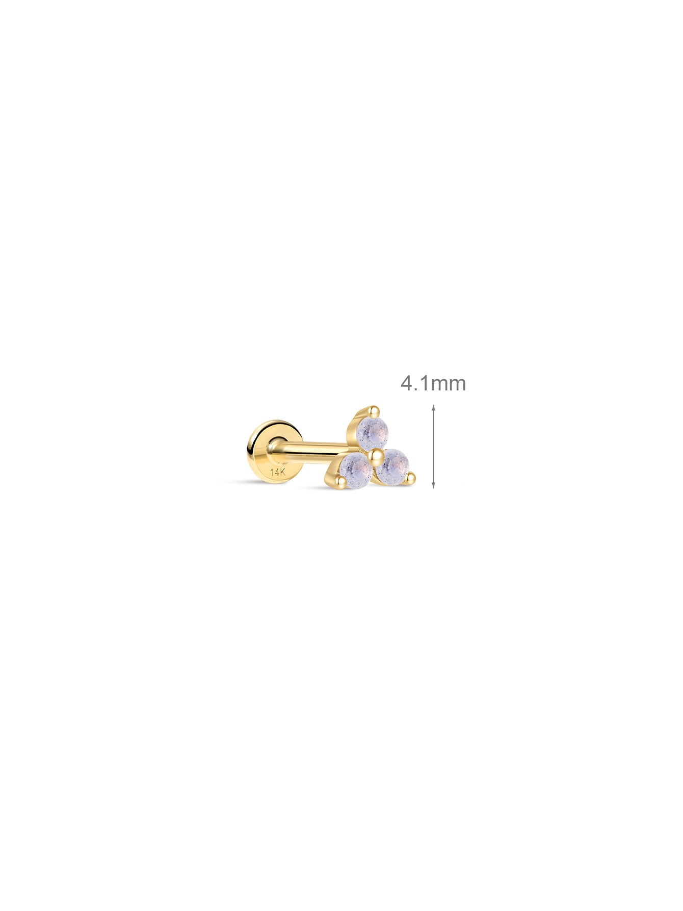 14K Solid Gold June Trinity Shiny Birthstone Stud-aurivna