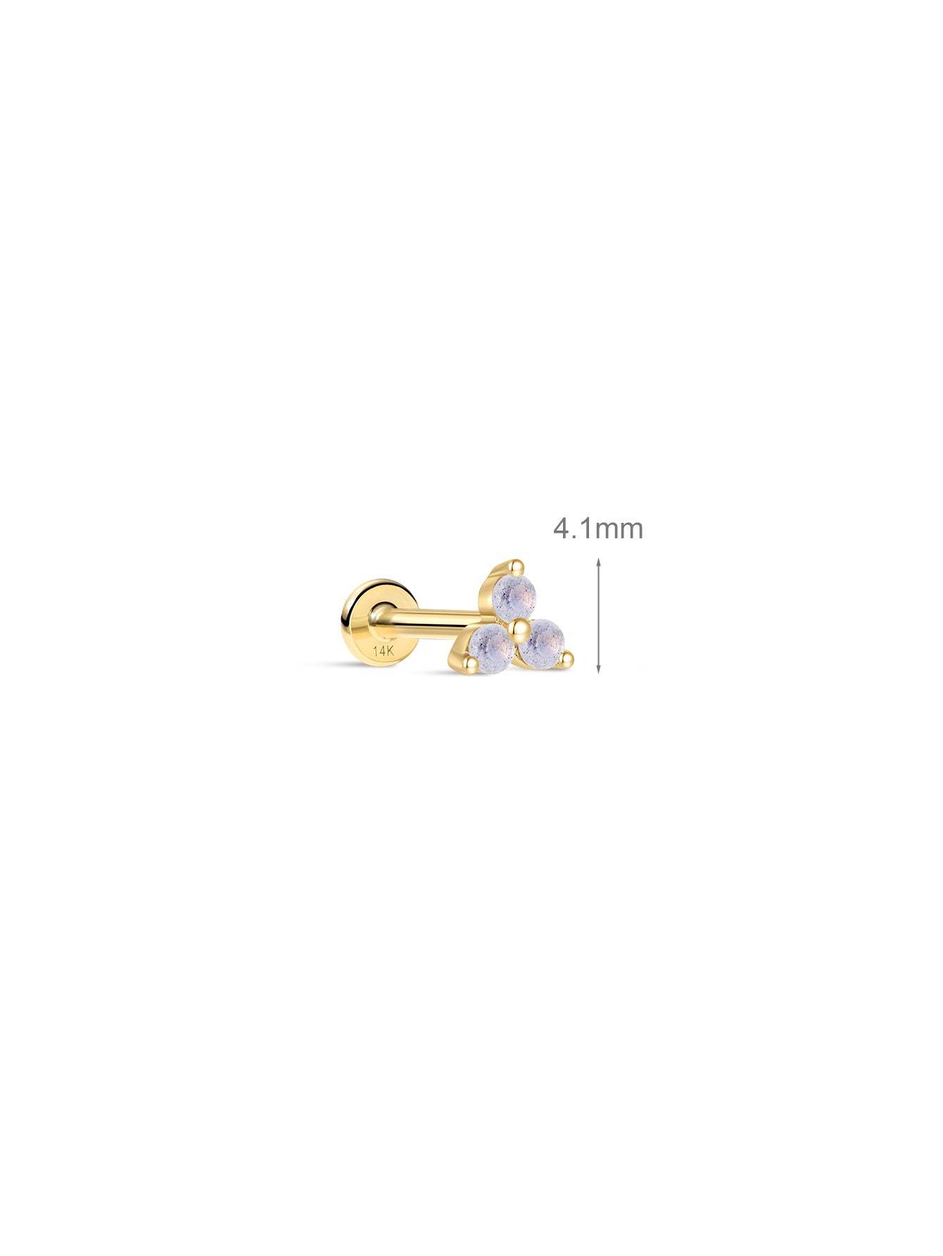 14K Solid Gold June Trinity Shiny Birthstone Stud-aurivna