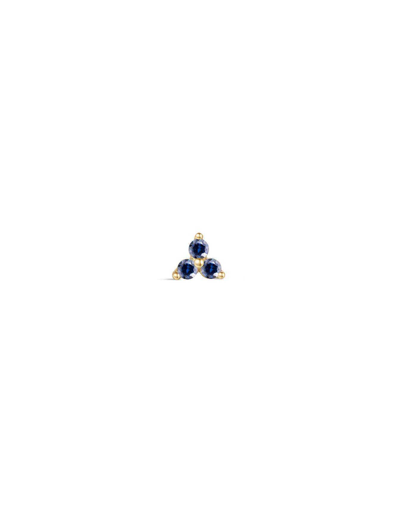 14K Solid Gold September Trinity Shiny Birthstone Stud-aurivna