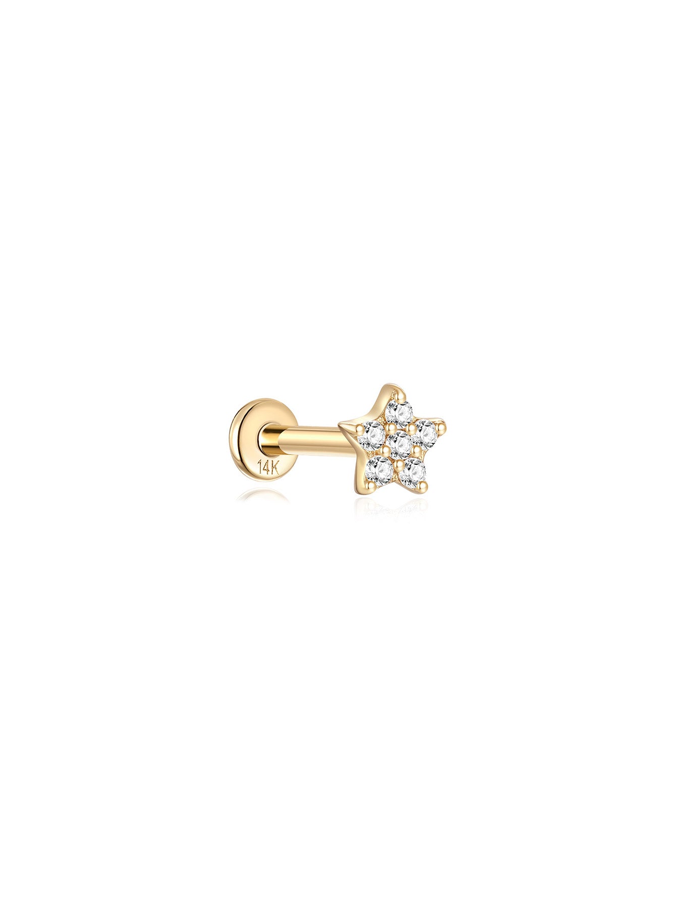 925 Sterling Silver Pentagram Eternity Ear Piercing Stud-aurivna