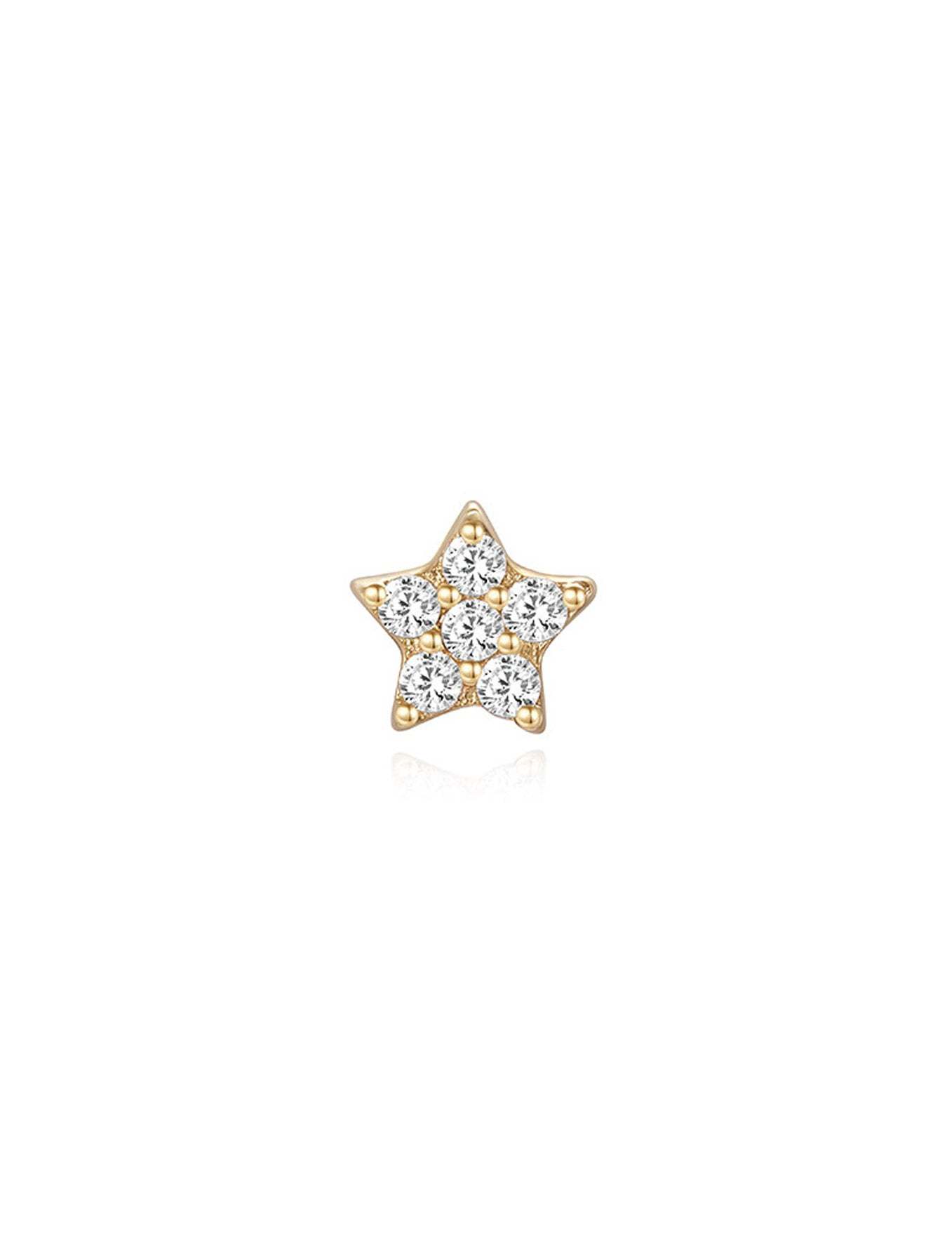 925 Sterling Silver Pentagram Eternity Ear Piercing Stud-aurivna