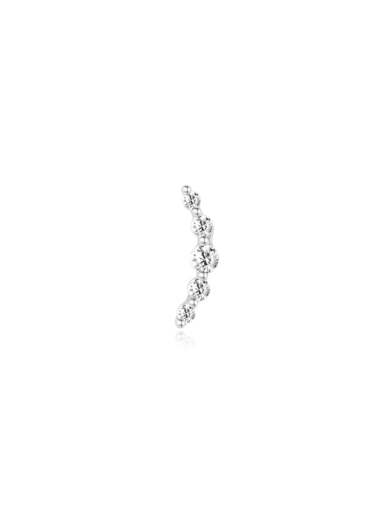 925 Sterling Silver  Pave Crescent Ear Piercing Stud-aurivna