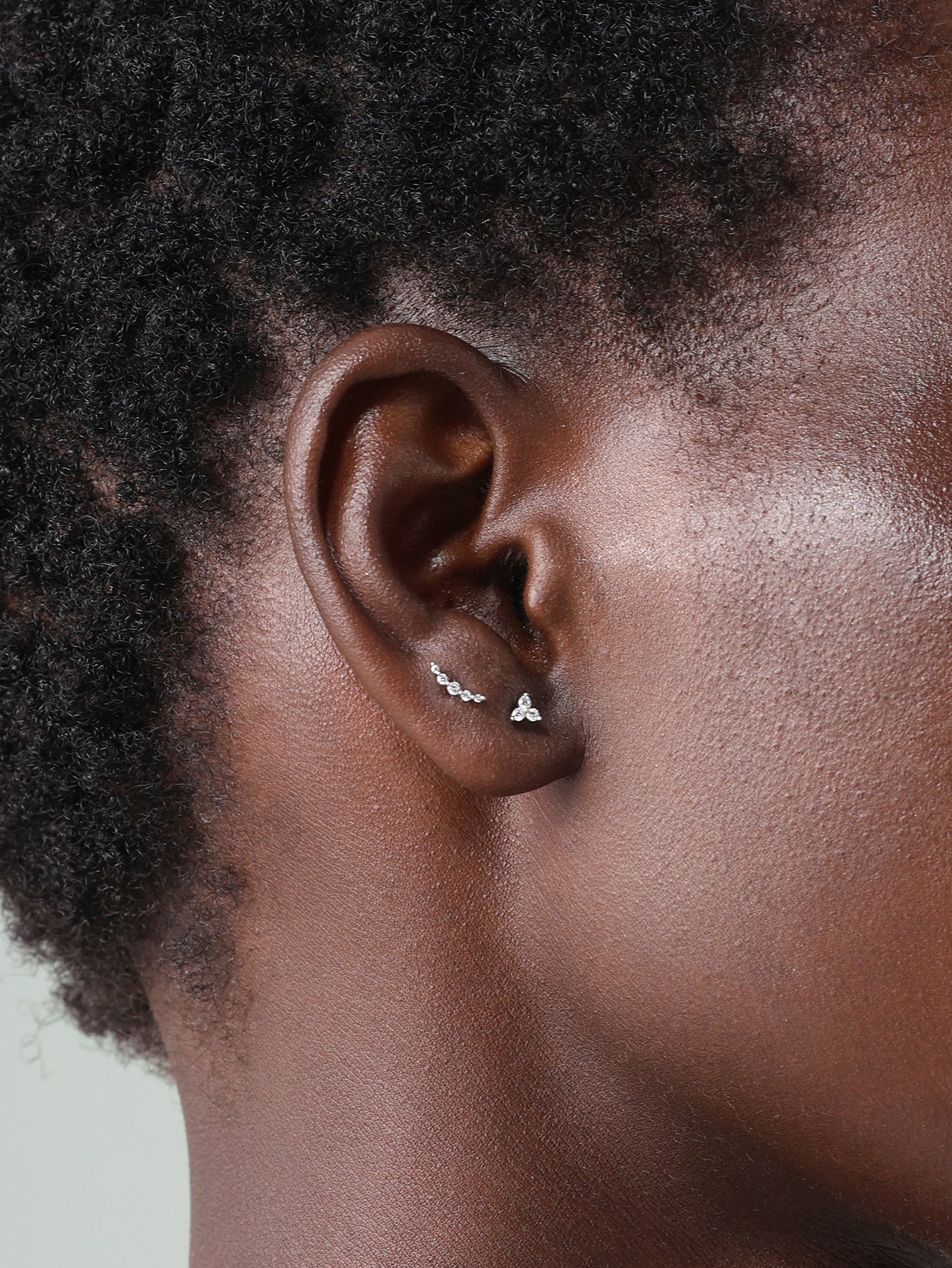 925 Sterling Silver  Pave Crescent Ear Piercing Stud-aurivna