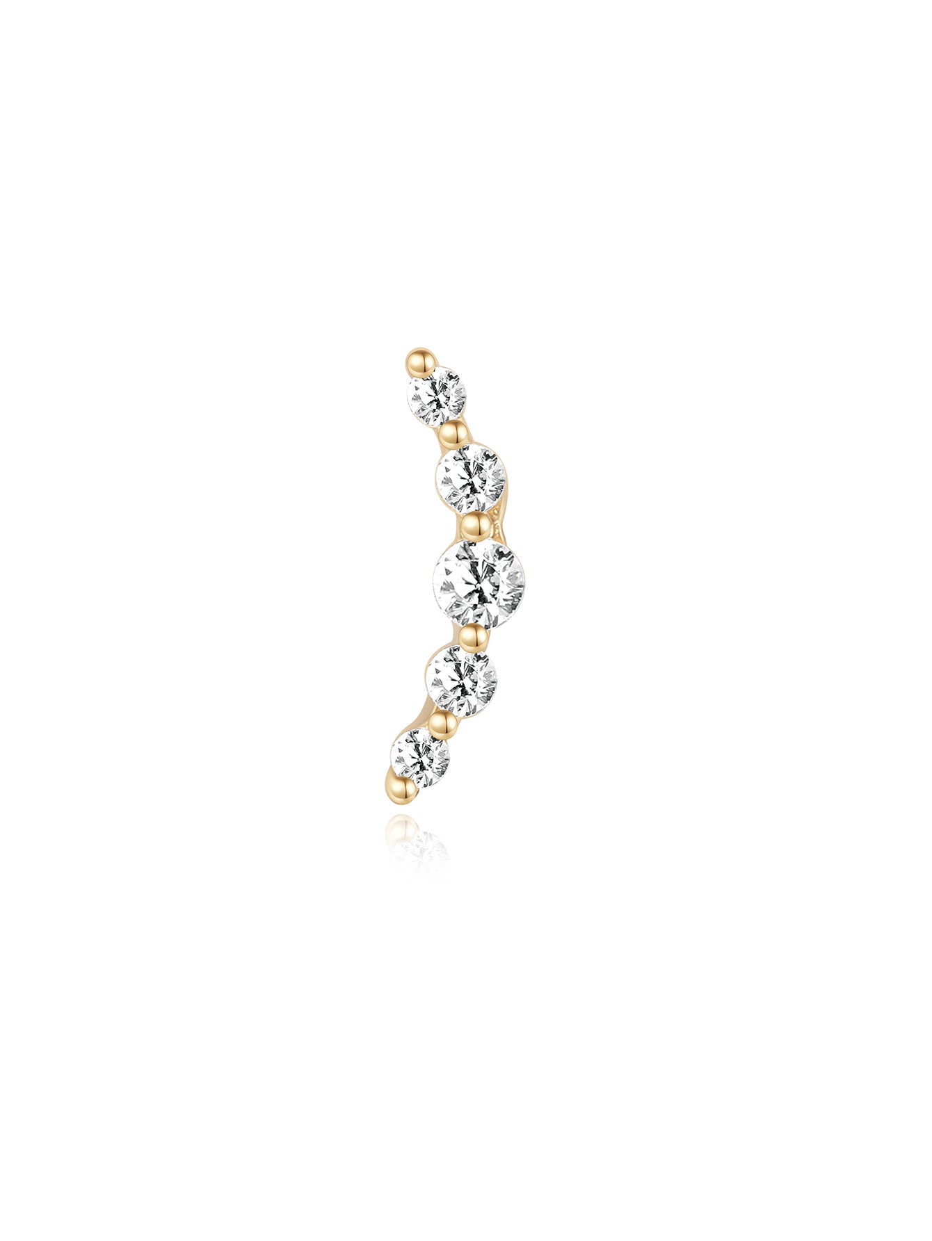 925 Sterling Silver  Pave Crescent Ear Piercing Stud-aurivna