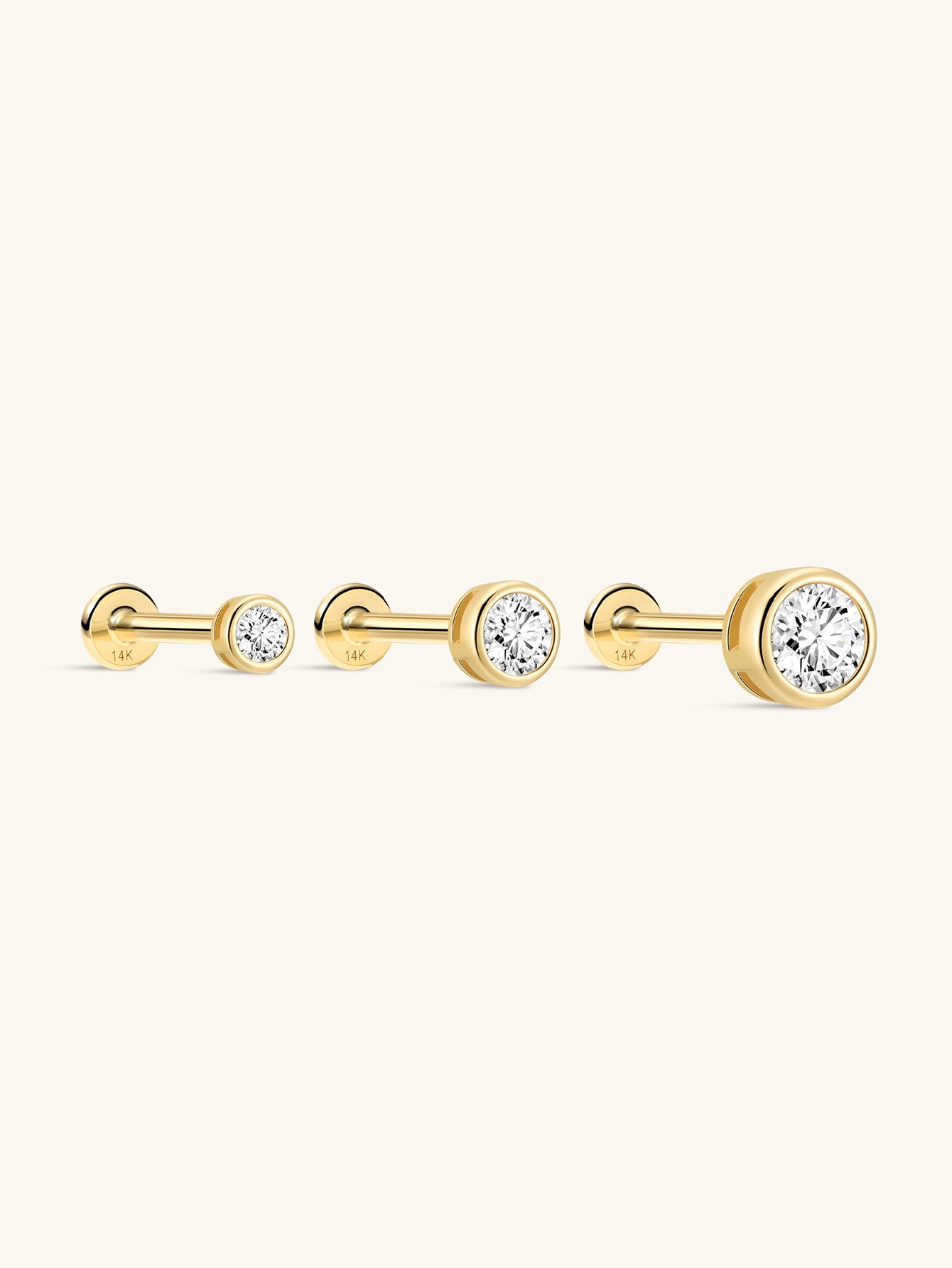 925 Sterling Silver CZ Threaded Ear Piercing Stud-aurivna