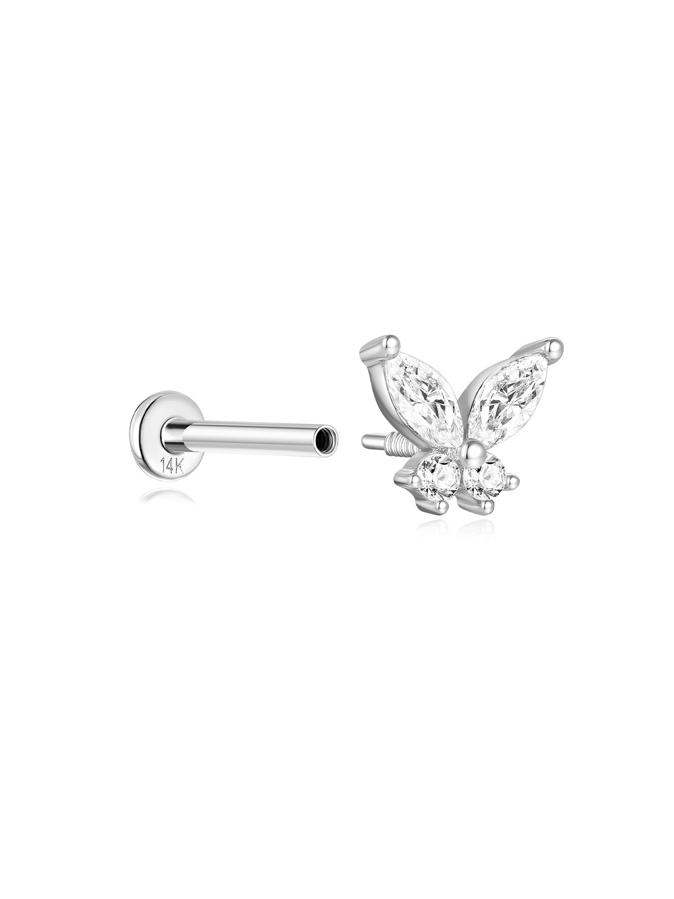 925 Sterling Silver Butterfly Ear Piercing Stud-aurivna