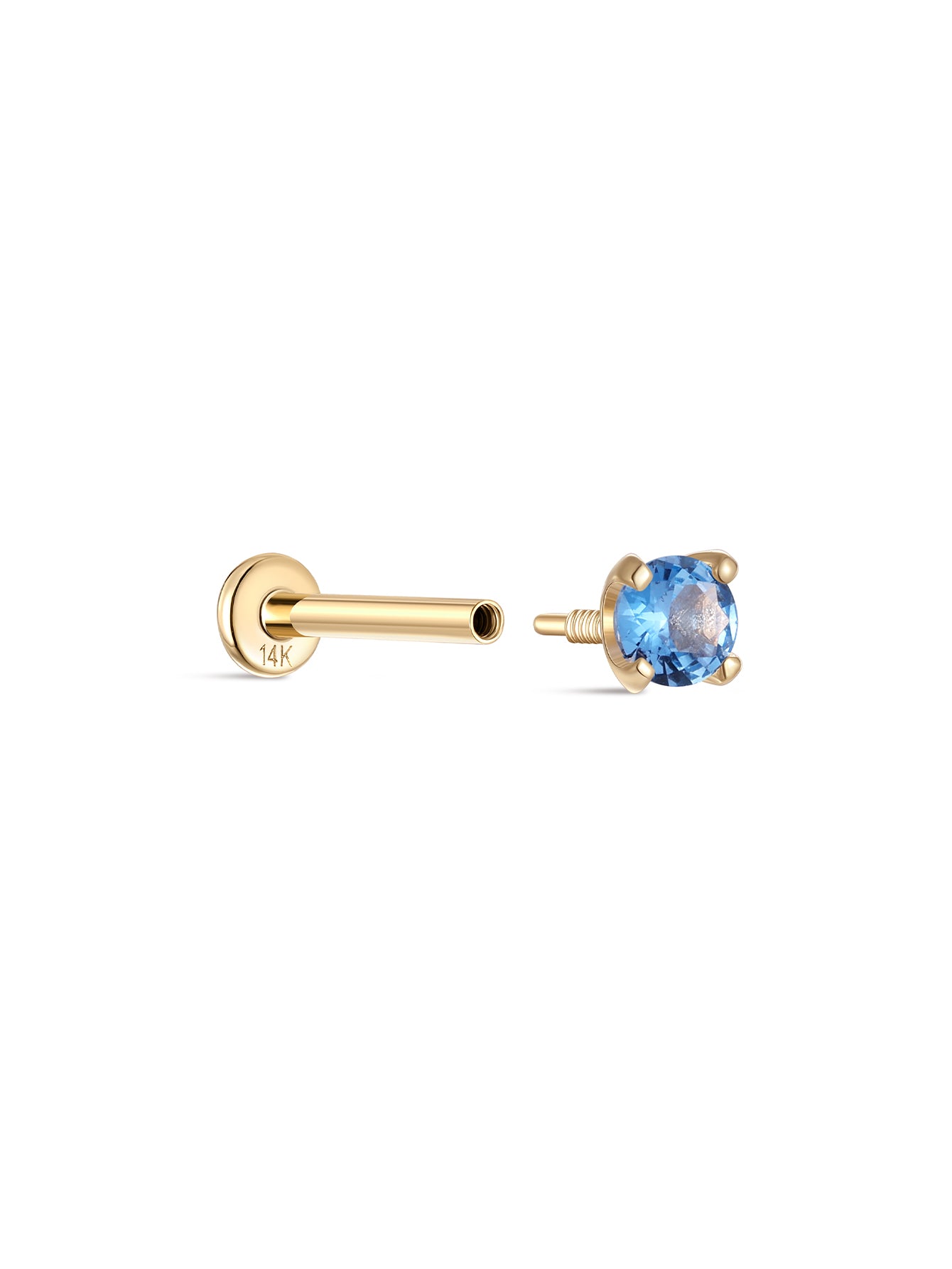 14K Solid Gold March Birthstone Stud-aurivna