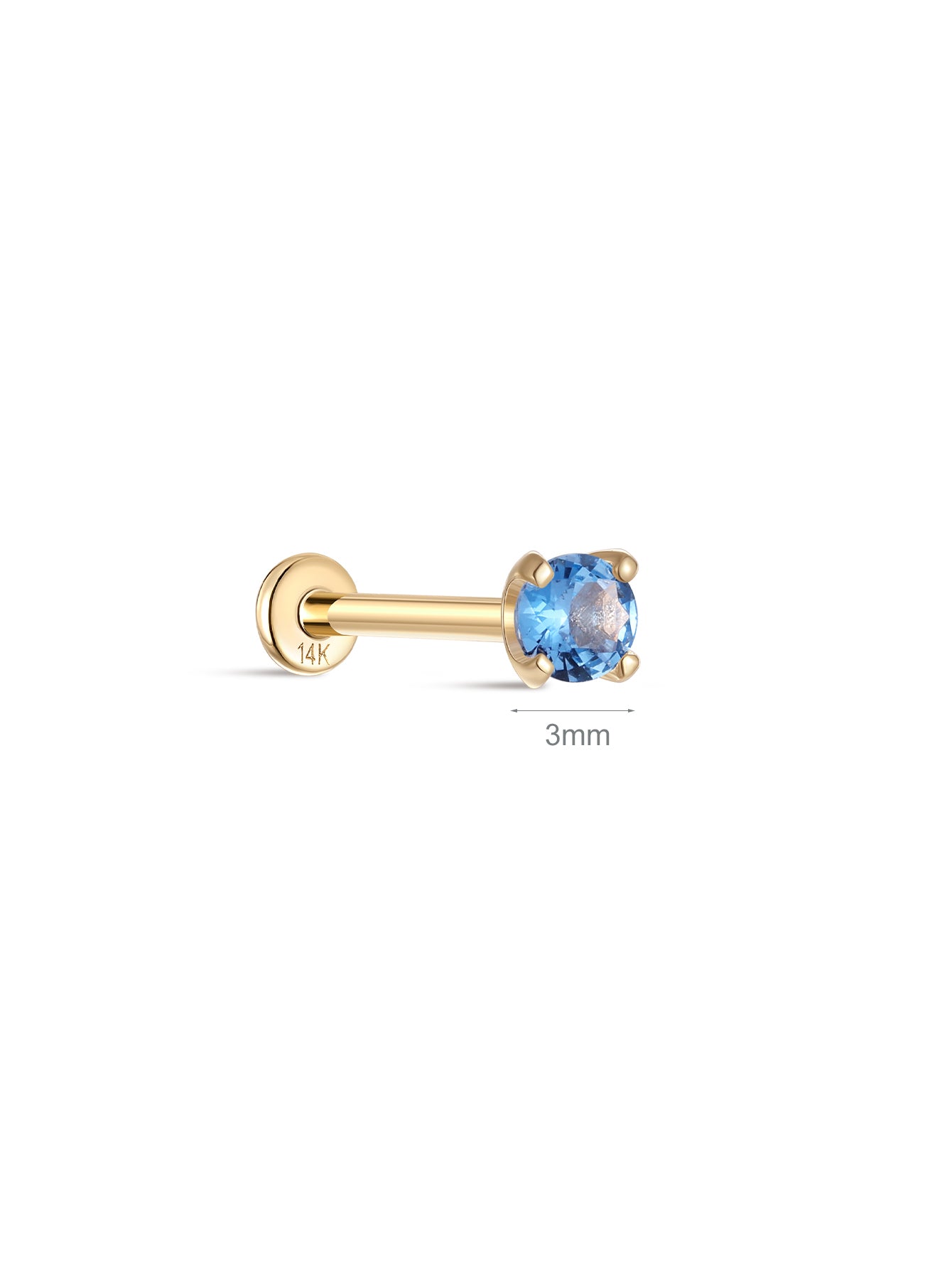 14K Solid Gold March Birthstone Stud-aurivna