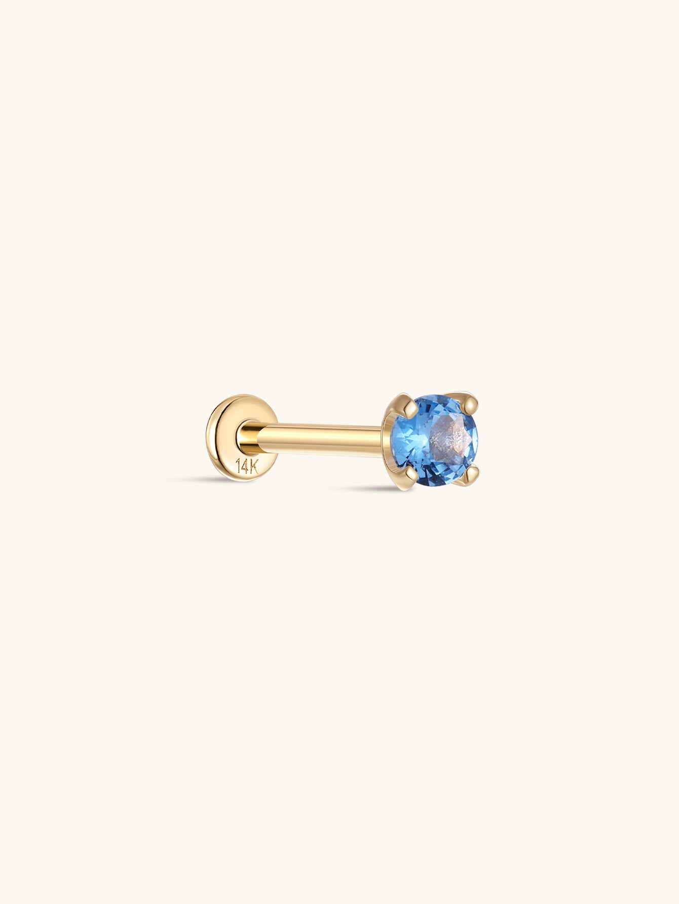 14K Solid Gold March Birthstone Stud-aurivna