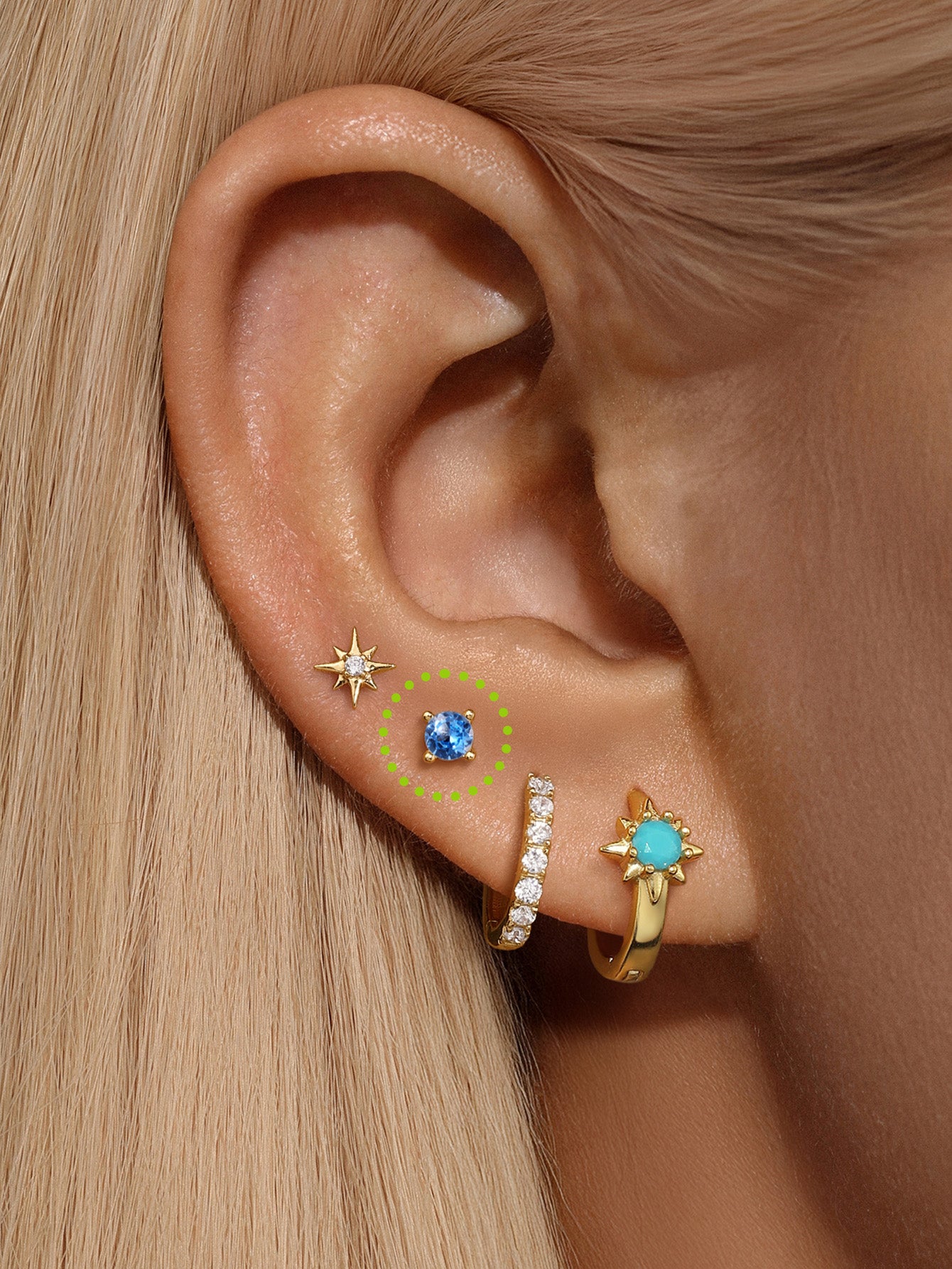 14K Solid Gold March Birthstone Stud-aurivna