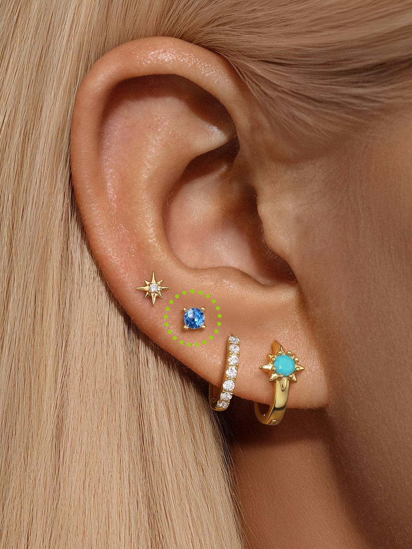 14K Solid Gold March Birthstone Stud-aurivna