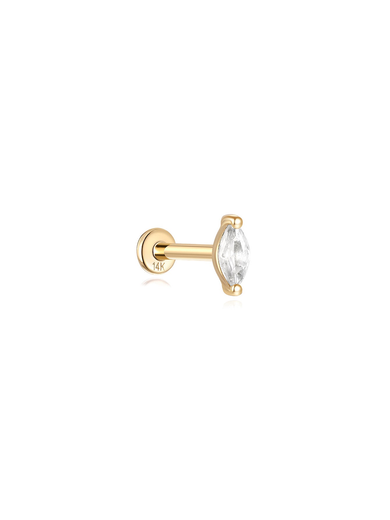 925 Sterling Silver Leaf Zircon Thread Ear Piercing Stud-aurivna