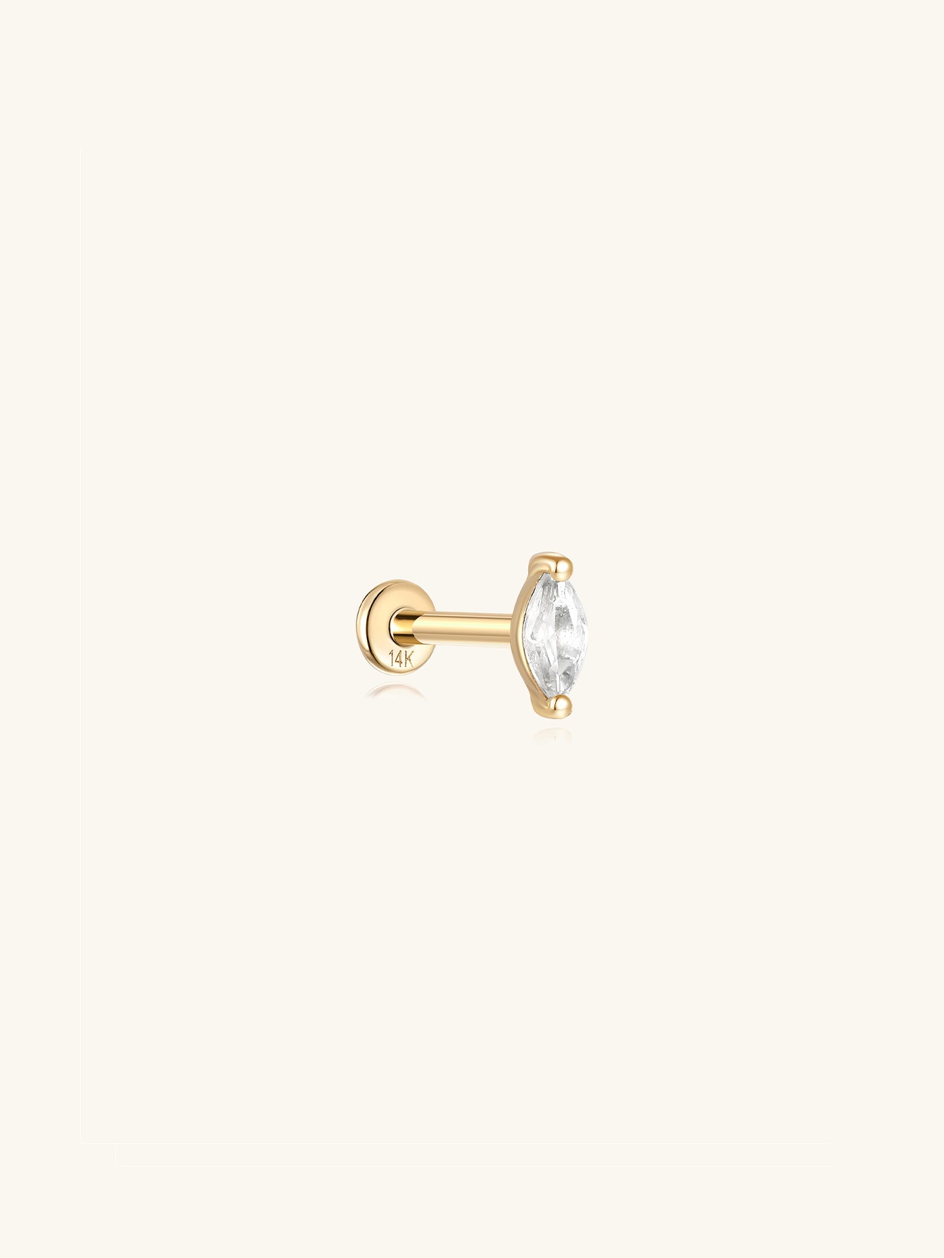 925 Sterling Silver Leaf Zircon Thread Ear Piercing Stud-aurivna