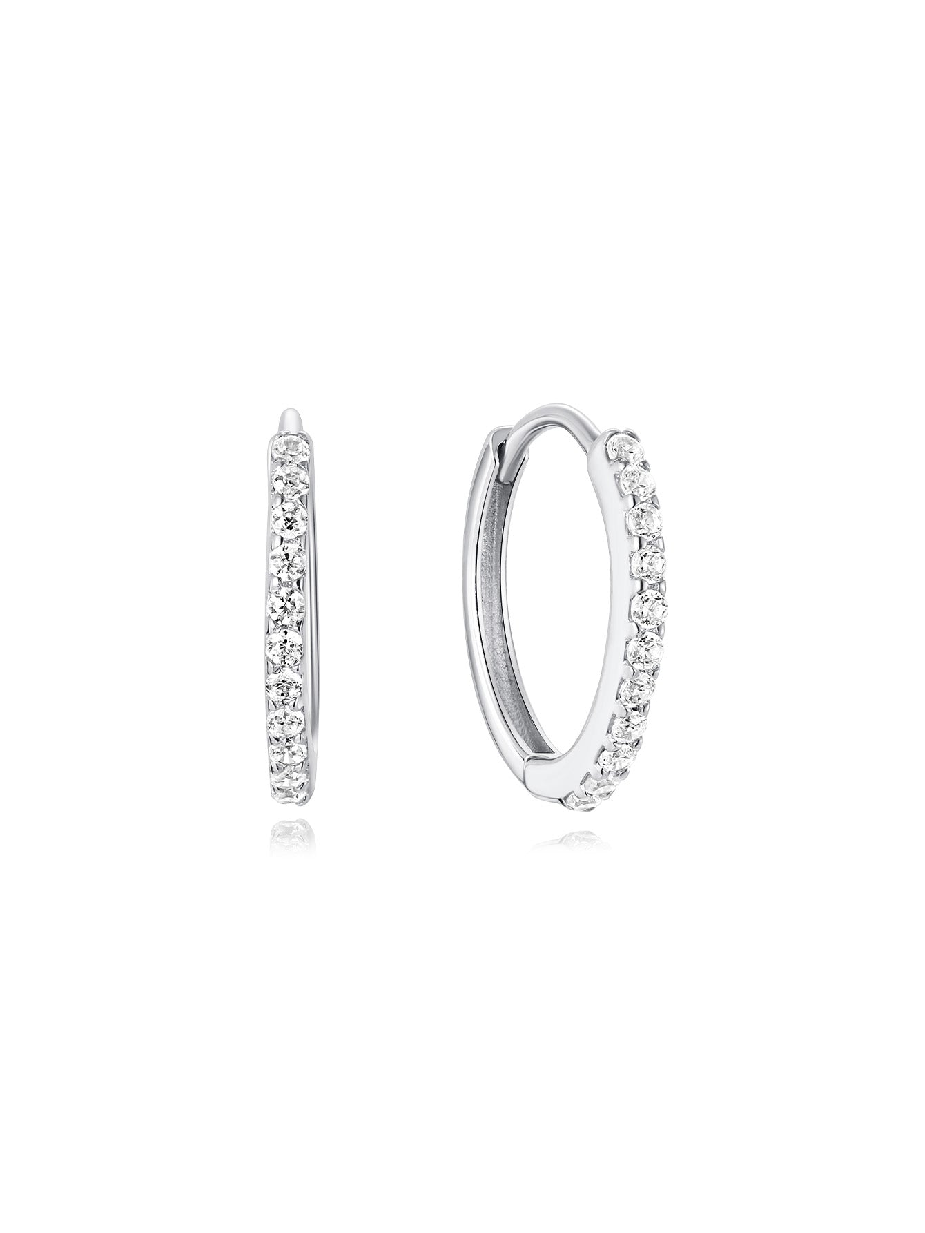 14K Solid Gold Crystal Pave Hoop Huggie Earring-aurivna