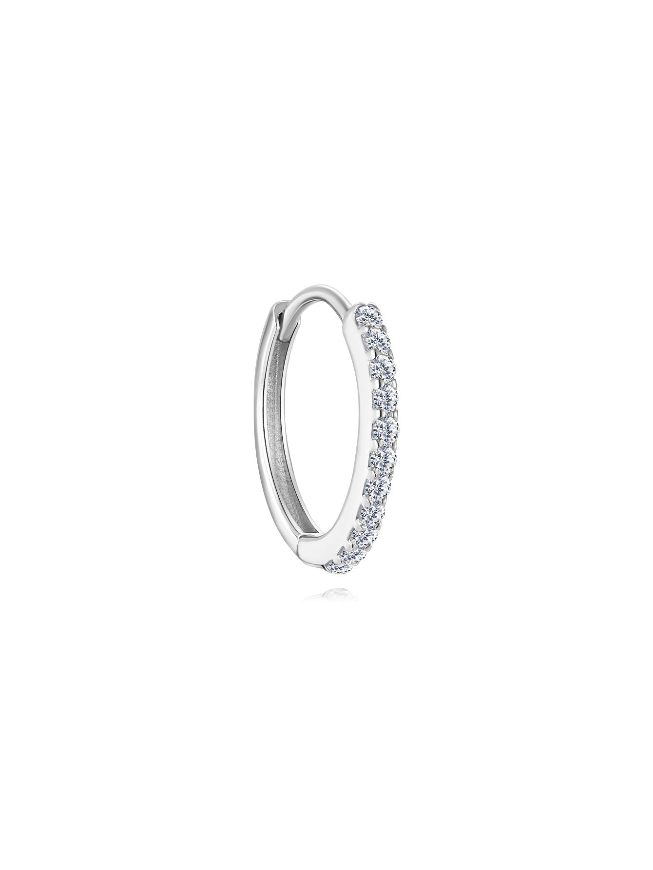 14K Solid Gold 5MM Crystal Pave Hoop Huggie Earring-aurivna