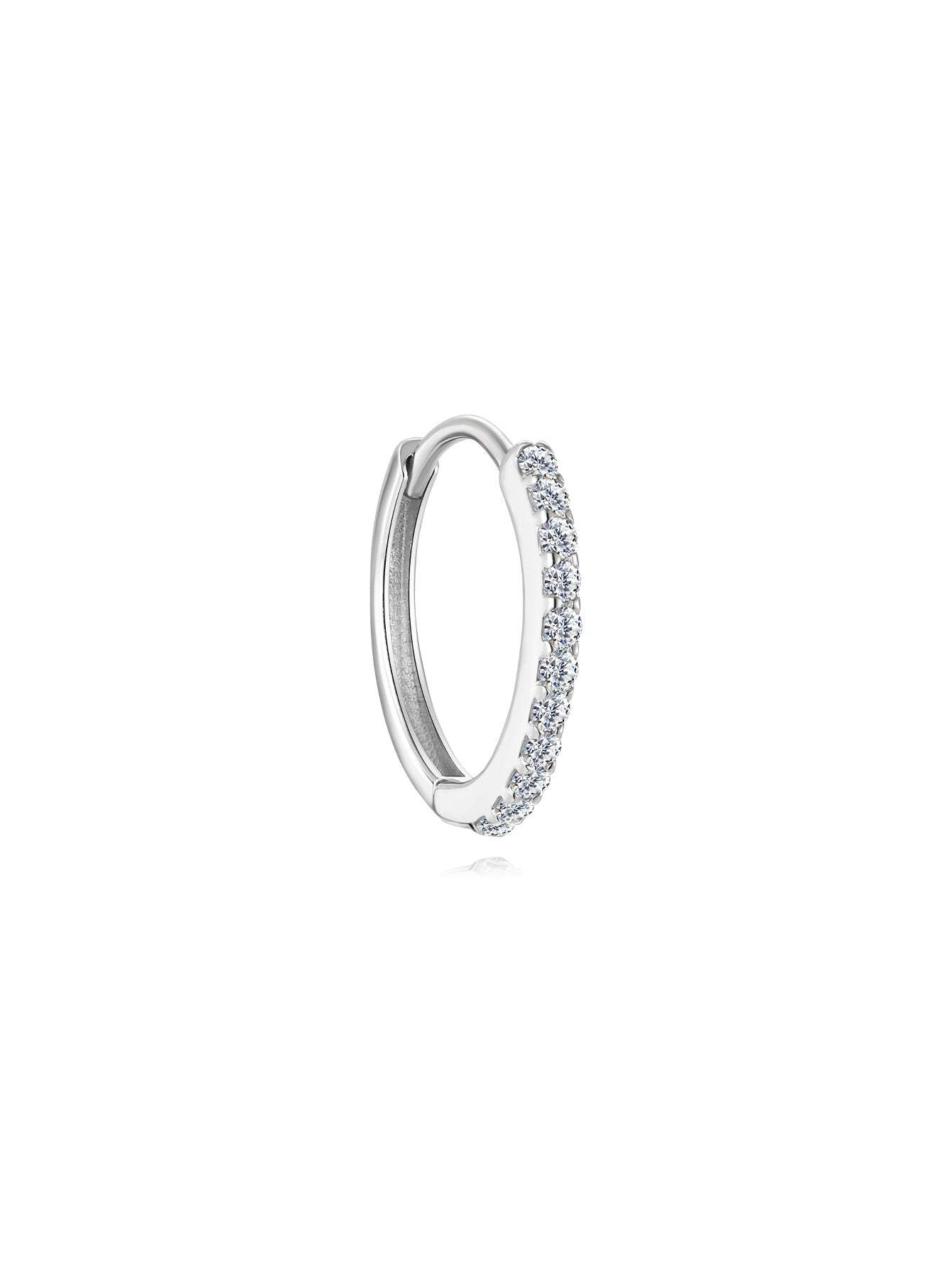 14K Solid Gold 5MM Crystal Pave Hoop Huggie Earring-aurivna