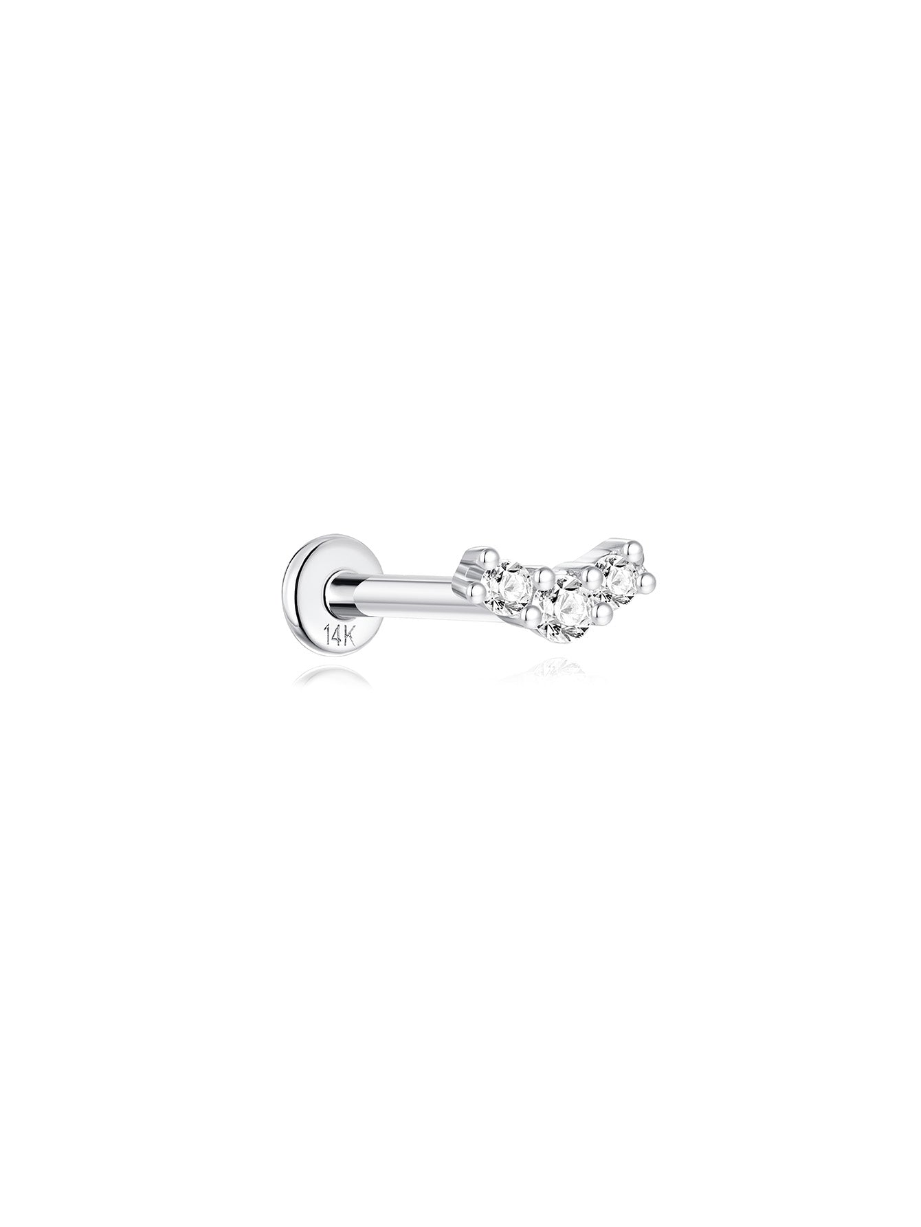 925 Sterling Silver Pave Curved Ear Piercing Stud-aurivna