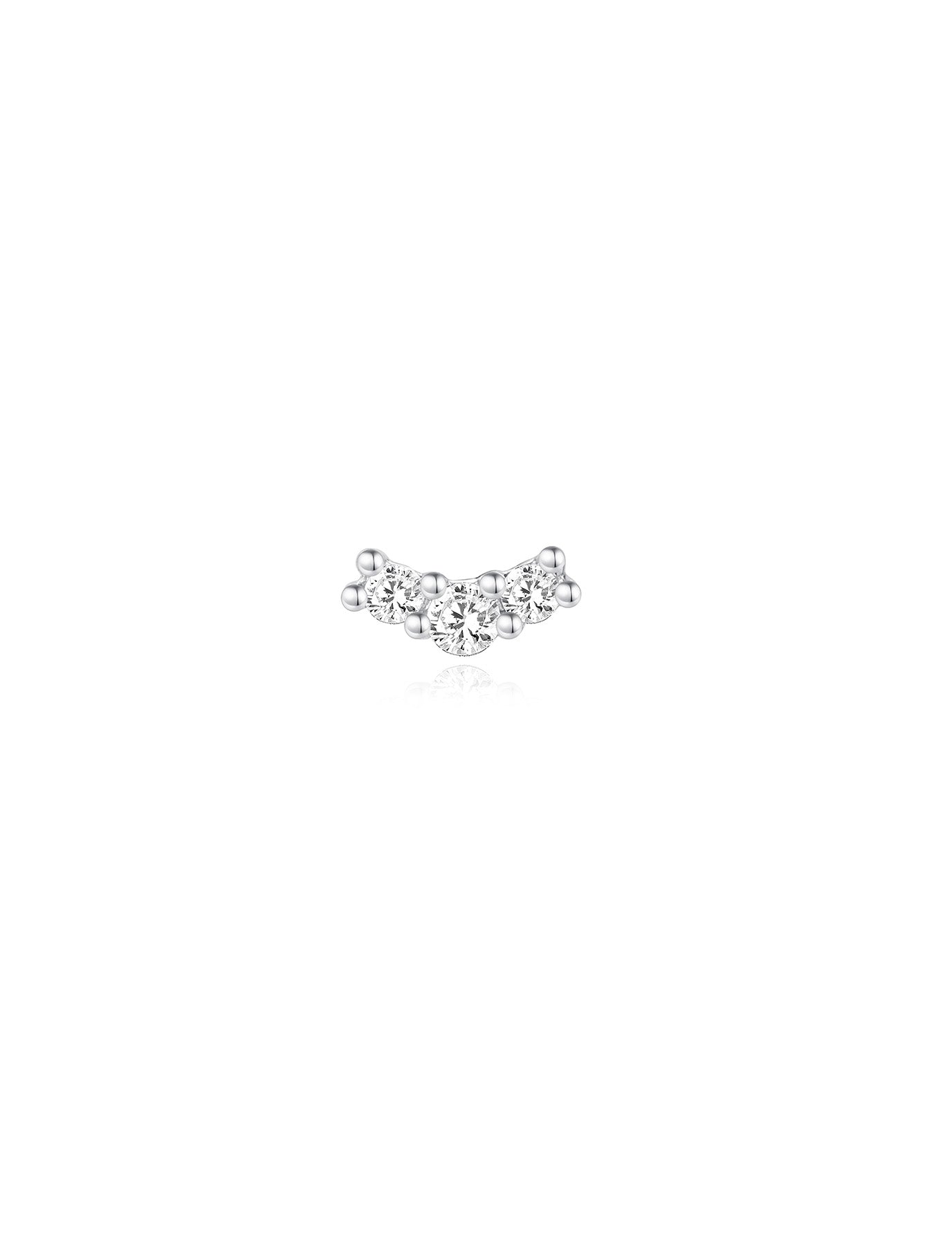 925 Sterling Silver Pave Curved Ear Piercing Stud-aurivna