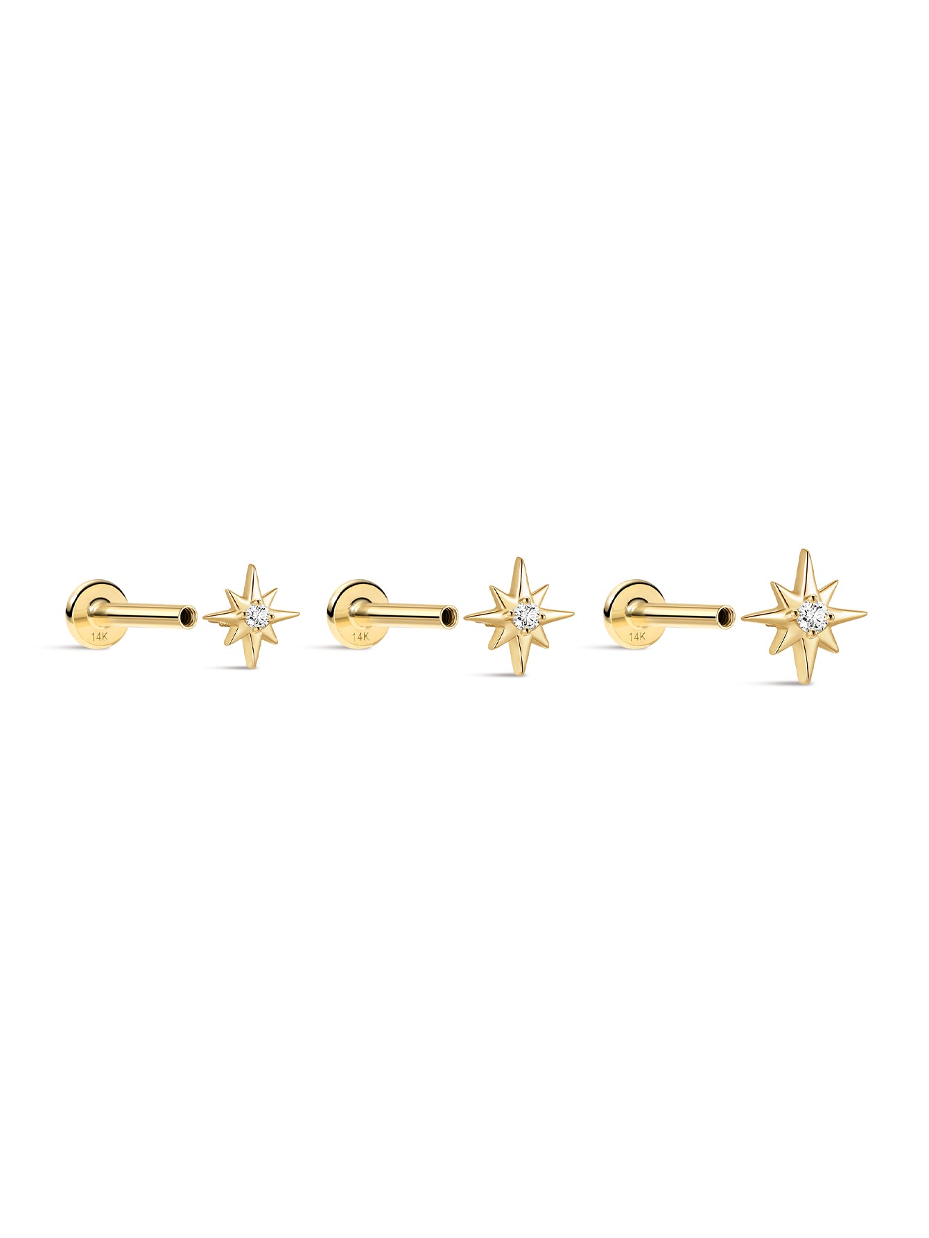 925 Sterling Silver Octagonal Ear Piercing Stud-aurivna