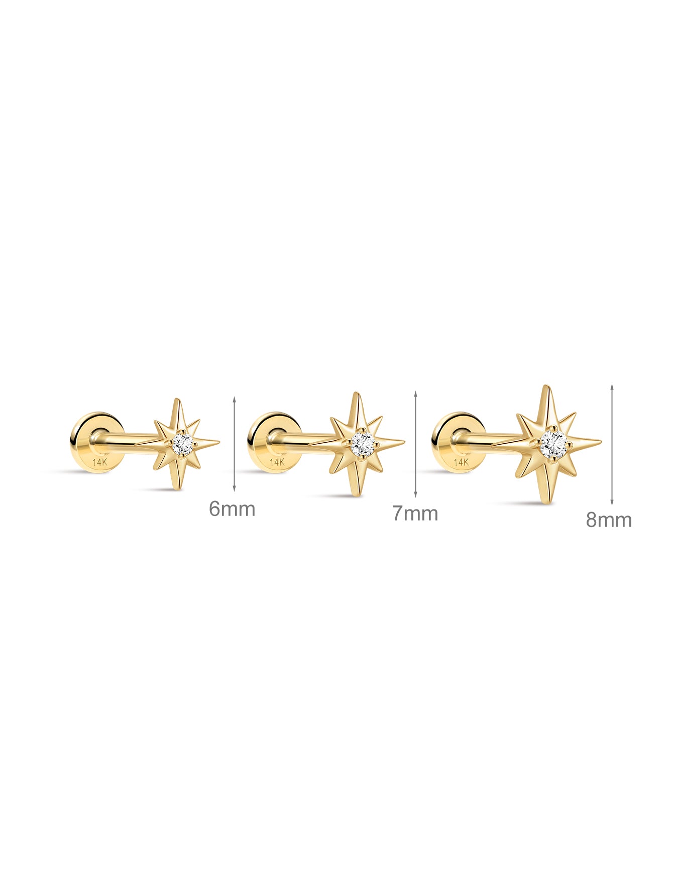 925 Sterling Silver Octagonal Ear Piercing Stud-aurivna