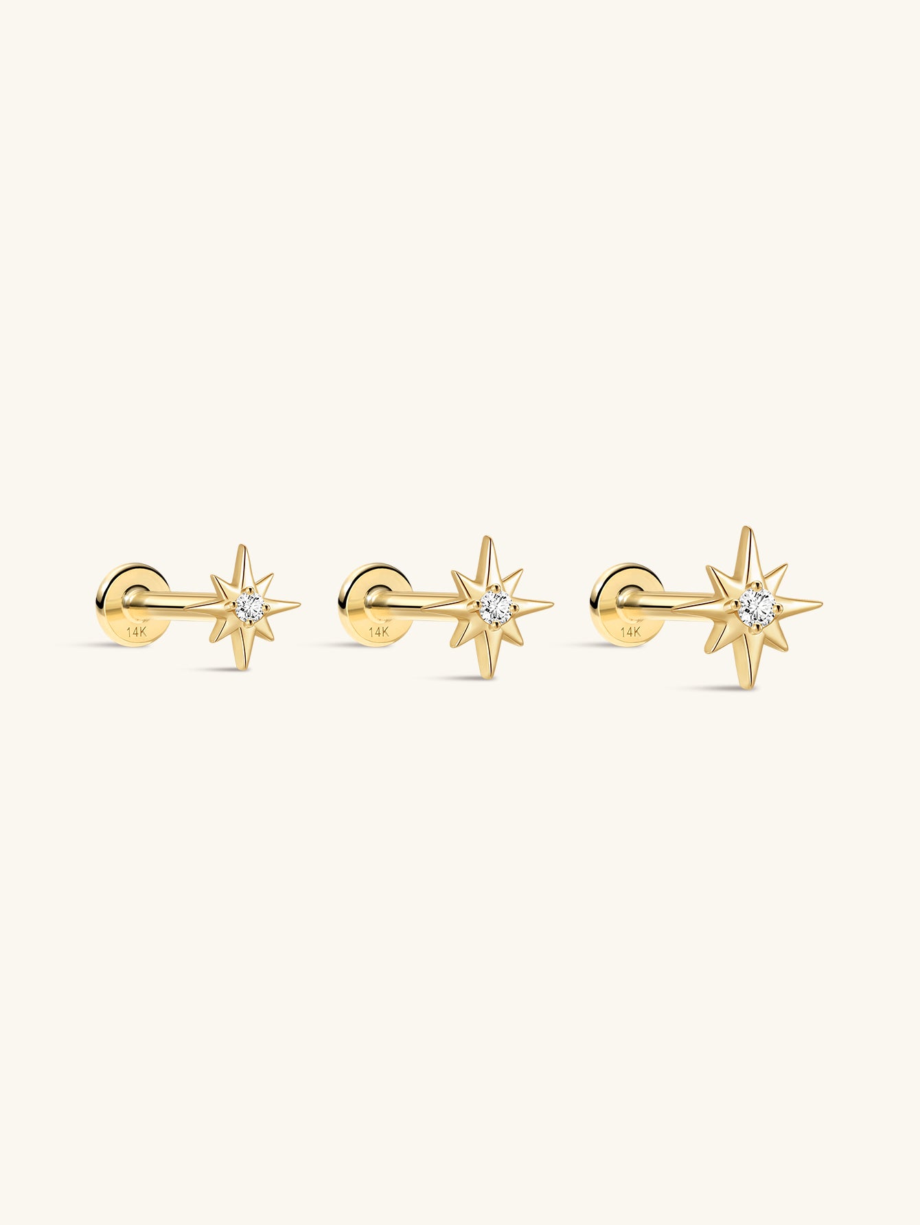 925 Sterling Silver Octagonal Ear Piercing Stud-aurivna