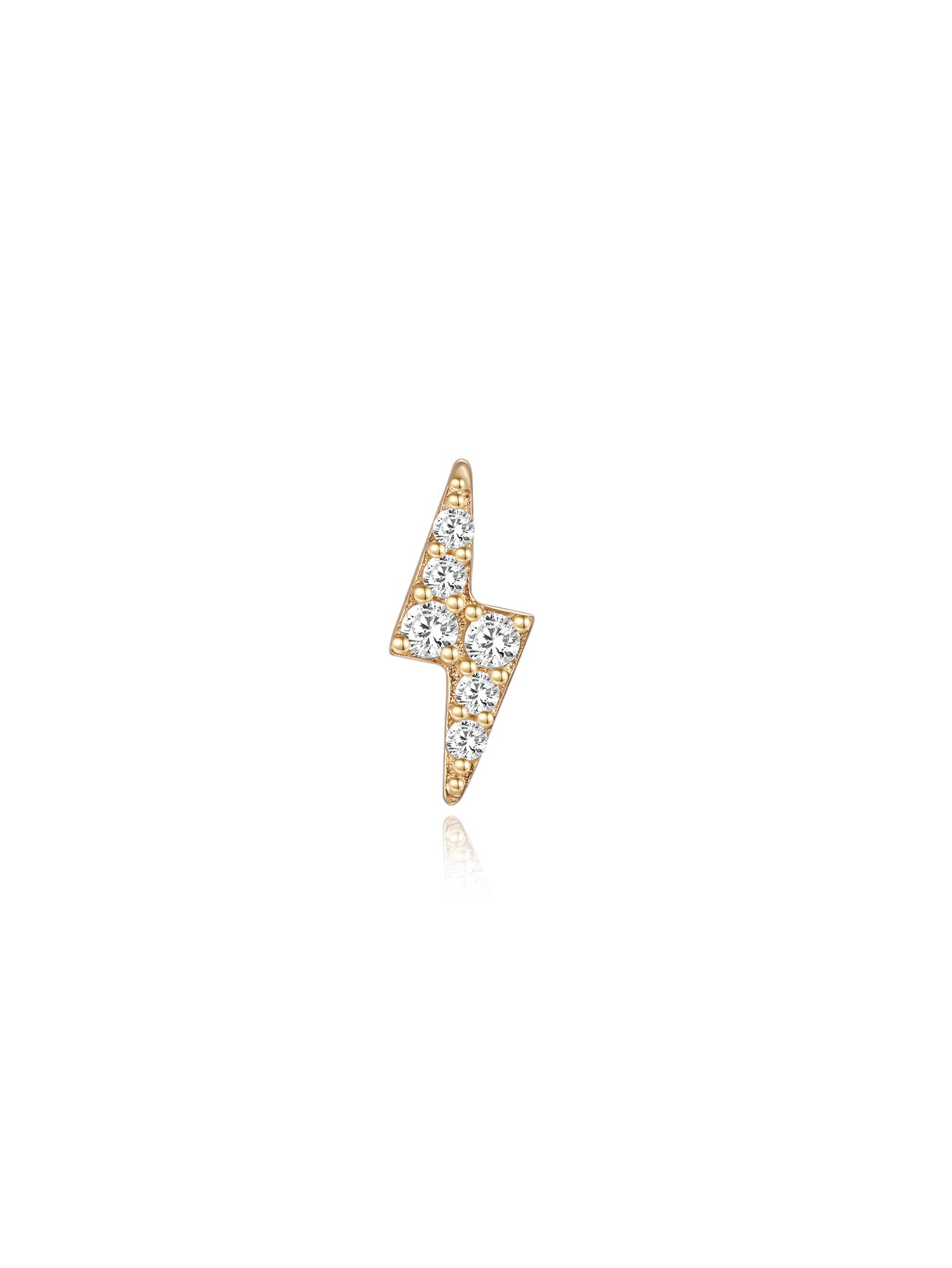 925 Sterling Silver Lightning Zircon Ear Piercing Stud-aurivna