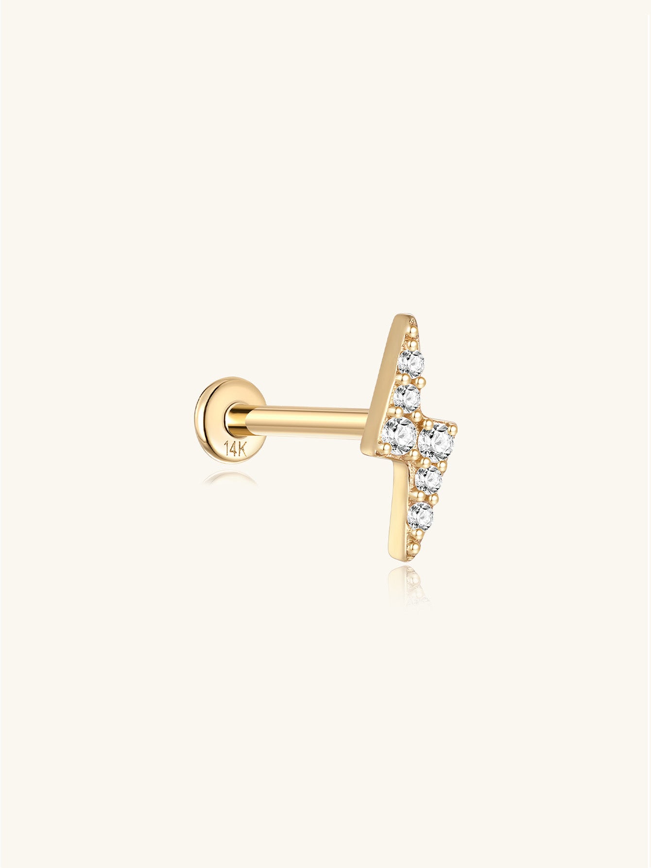 925 Sterling Silver Lightning Zircon Ear Piercing Stud-aurivna