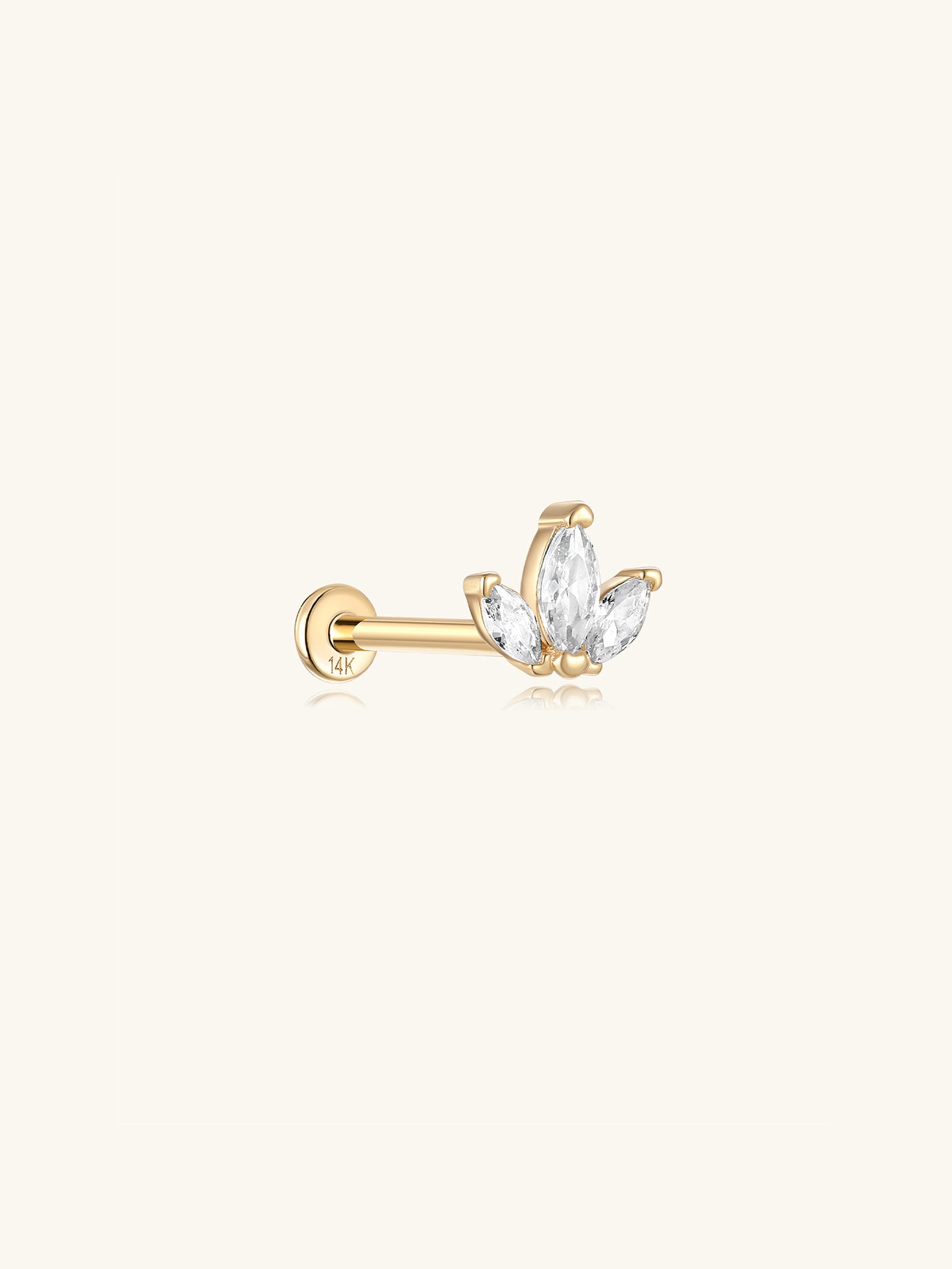 925 Sterling Silver Trio Marquise Ear Piercing Stud-aurivna