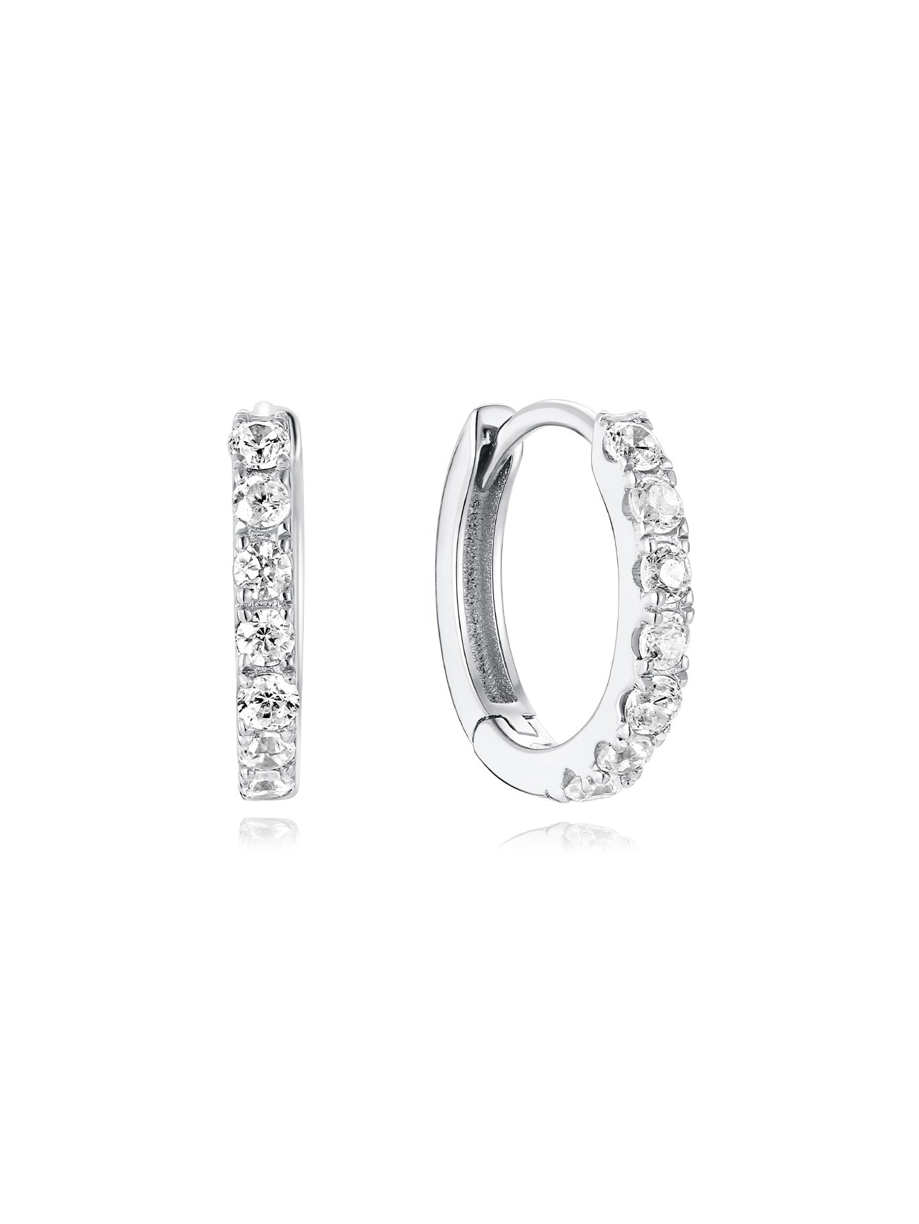 14K Solid Gold Shiny Zircon Hoop Earring-aurivna