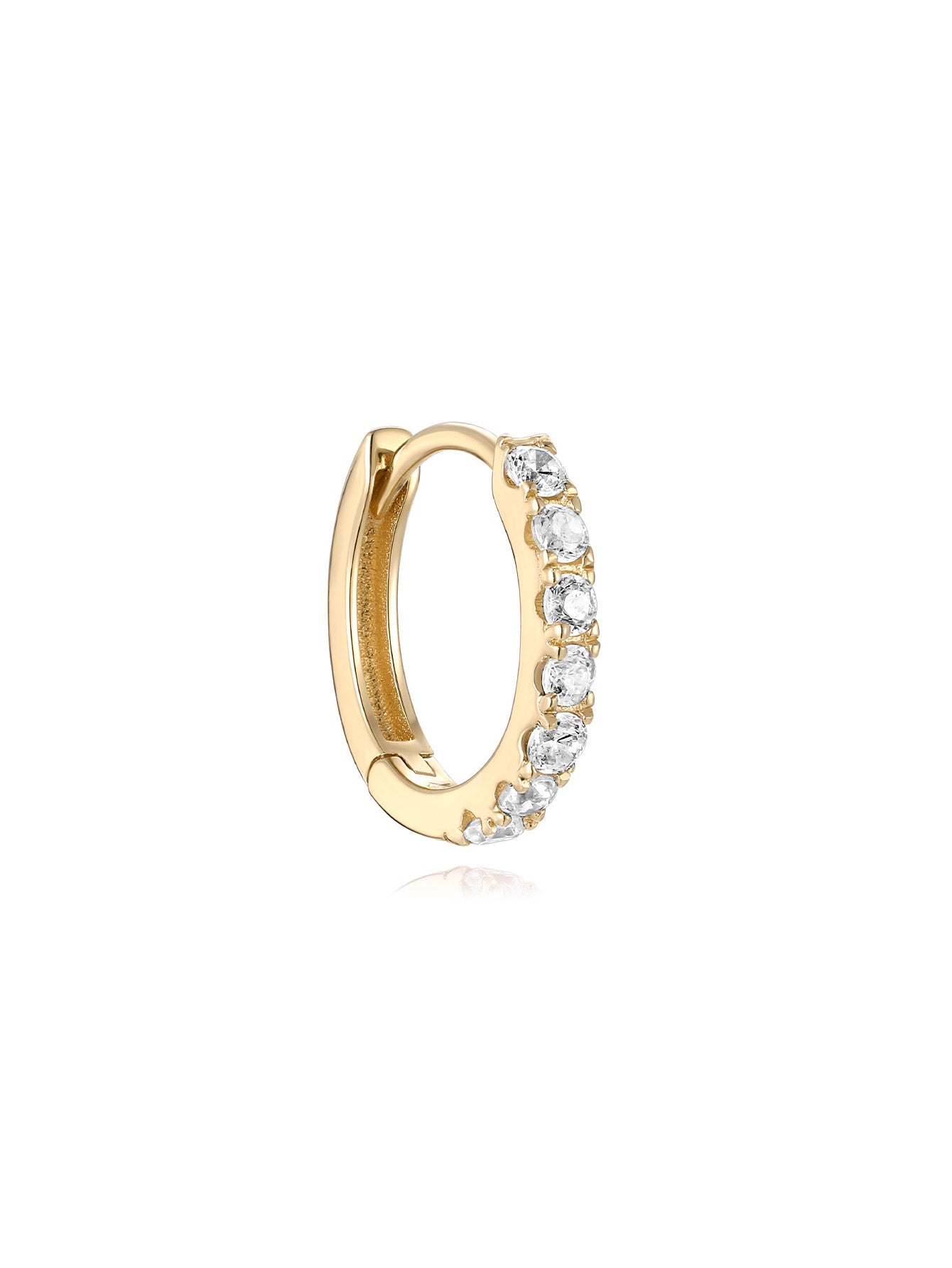 14K Solid Gold Shiny Zircon Hoop Earring-aurivna