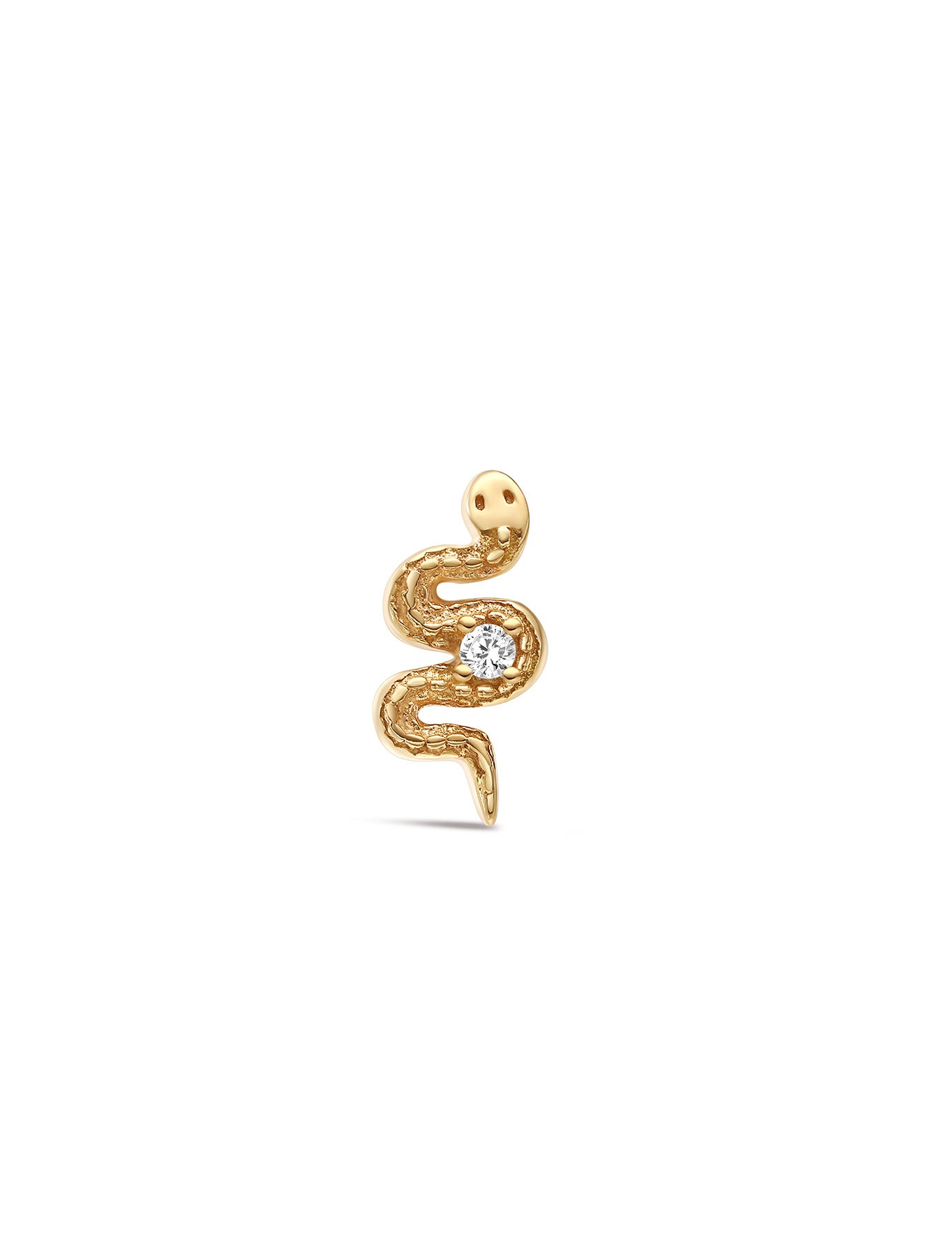925 Sterling Silver Snake-Shaped Zircon Ear Piercing Stud-aurivna