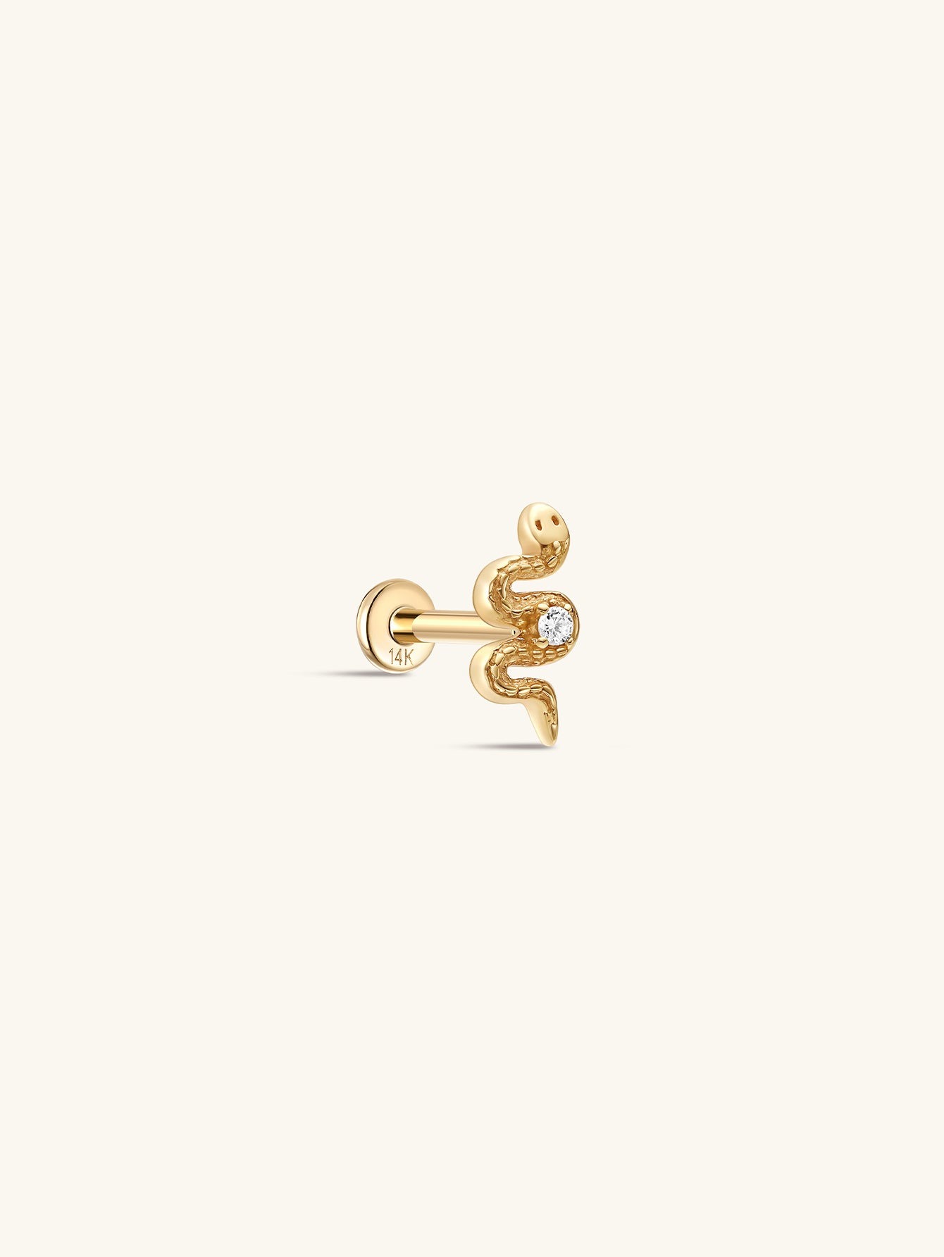 925 Sterling Silver Snake-Shaped Zircon Ear Piercing Stud-aurivna