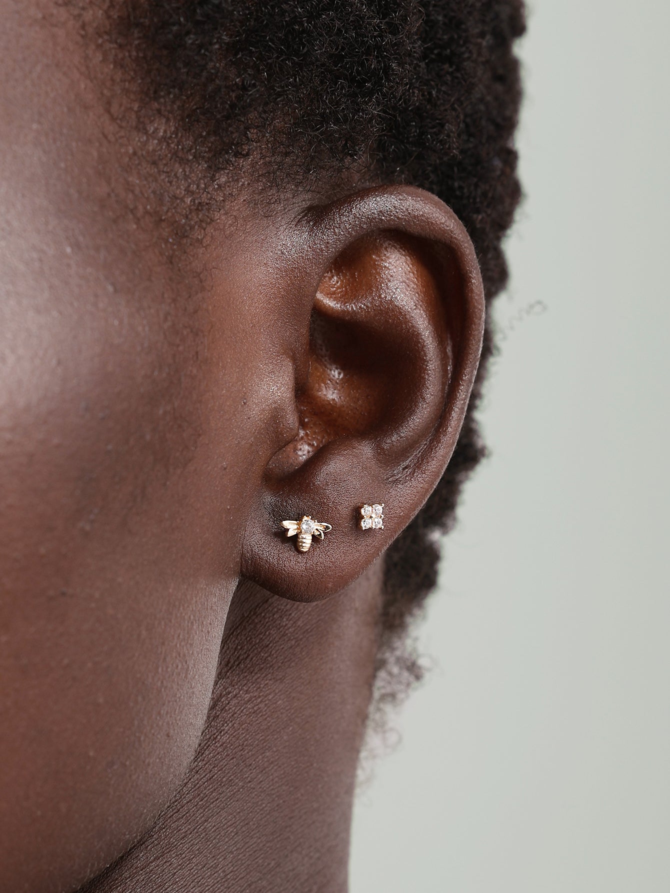 925 Sterling Silver Four Flower Ear Piercing Stud-aurivna