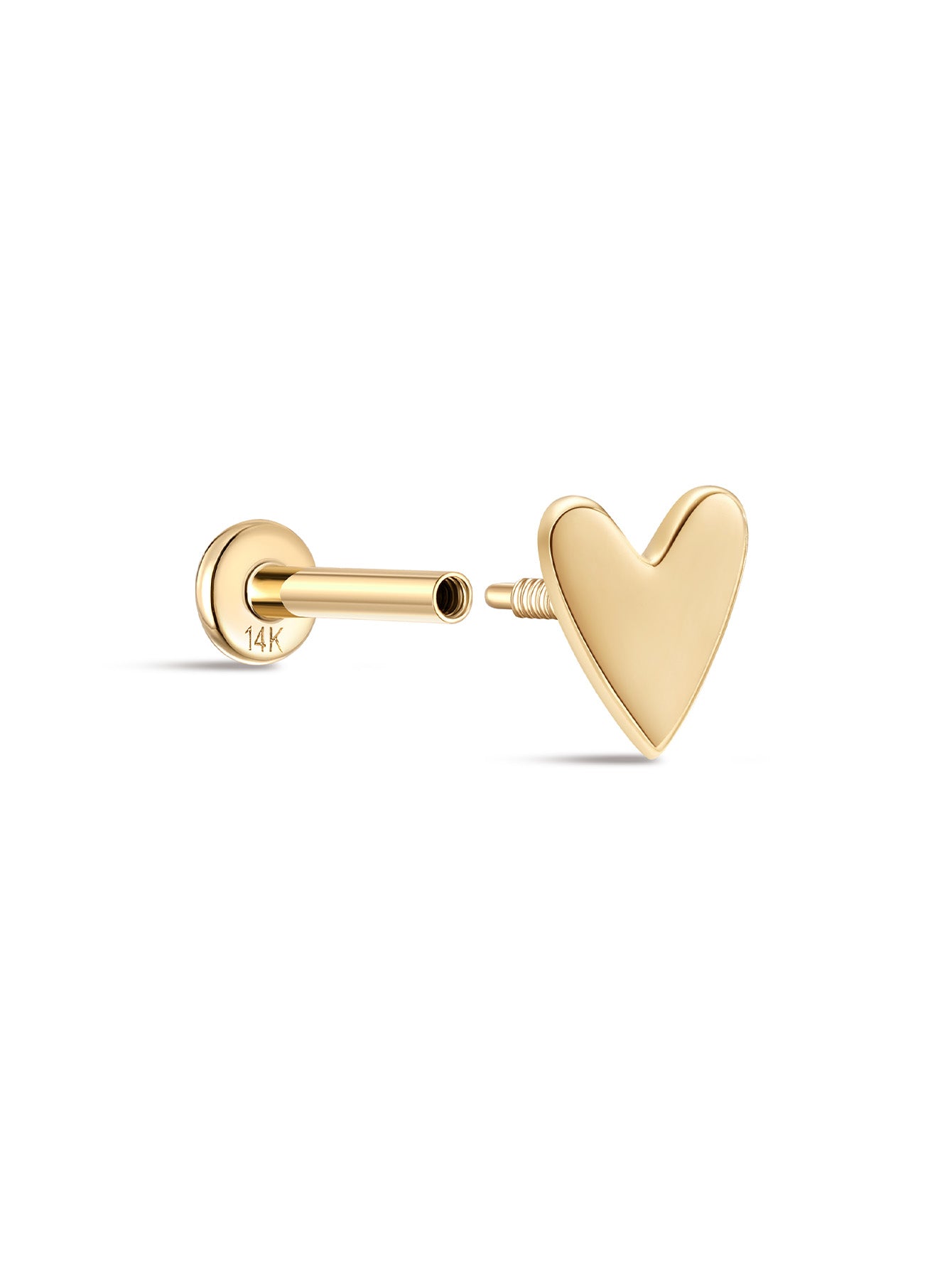 925 Sterling Silver Heart Glossy Simple Ear Piercing Stud-aurivna