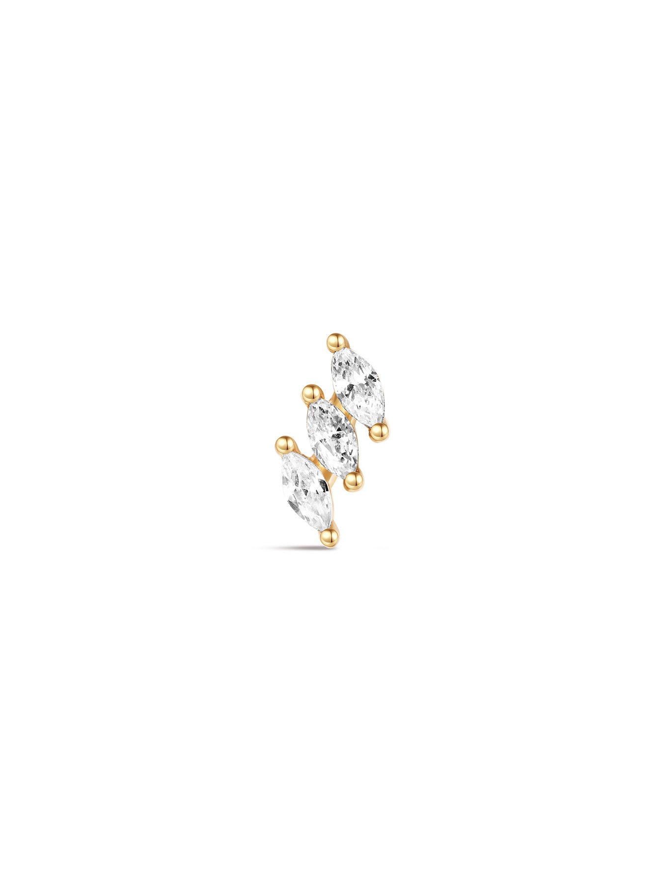 925 Sterling Silver Marquise Stitching Zircon Ear Piercing Stud-aurivna