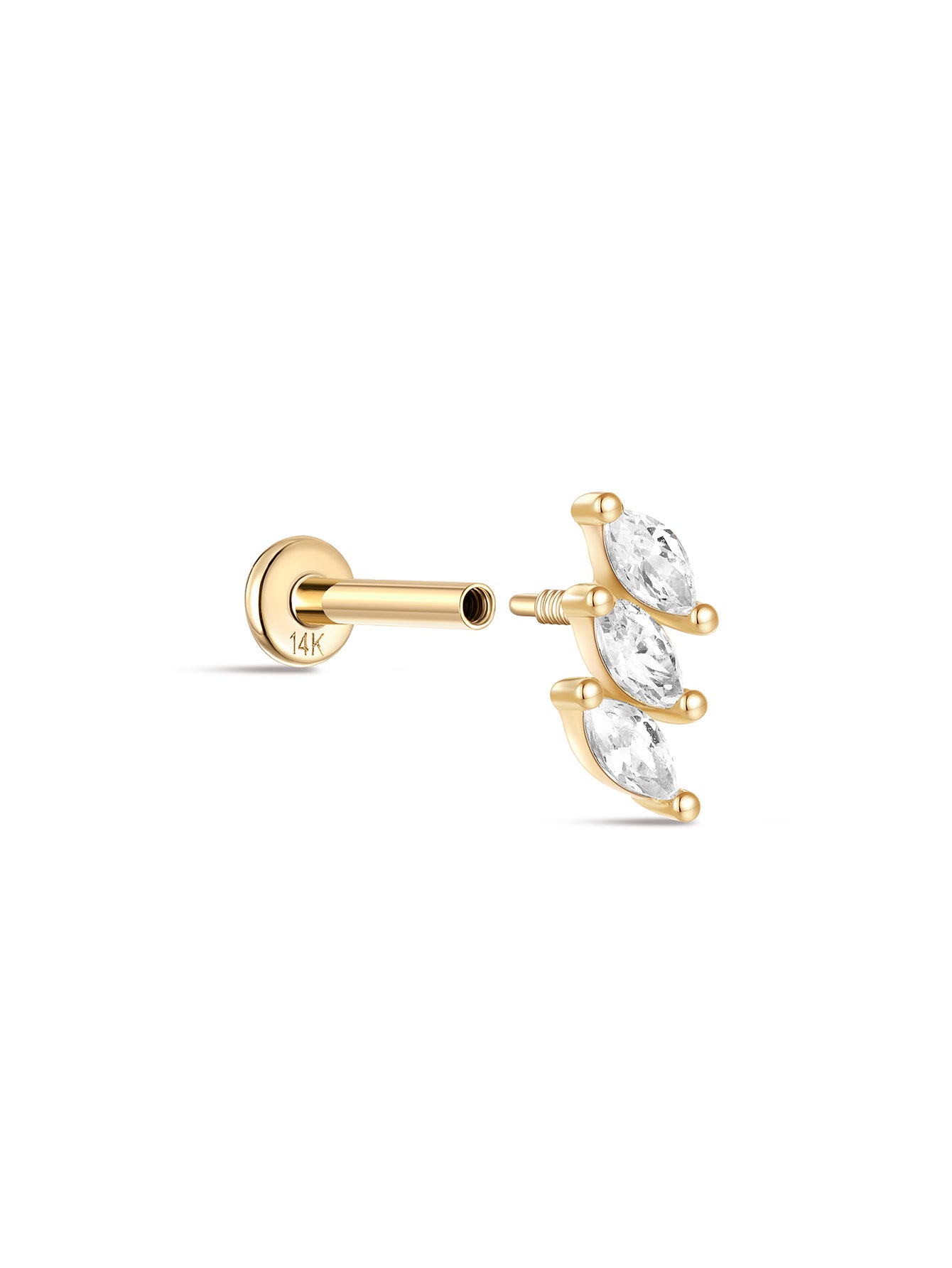 925 Sterling Silver Marquise Stitching Zircon Ear Piercing Stud-aurivna