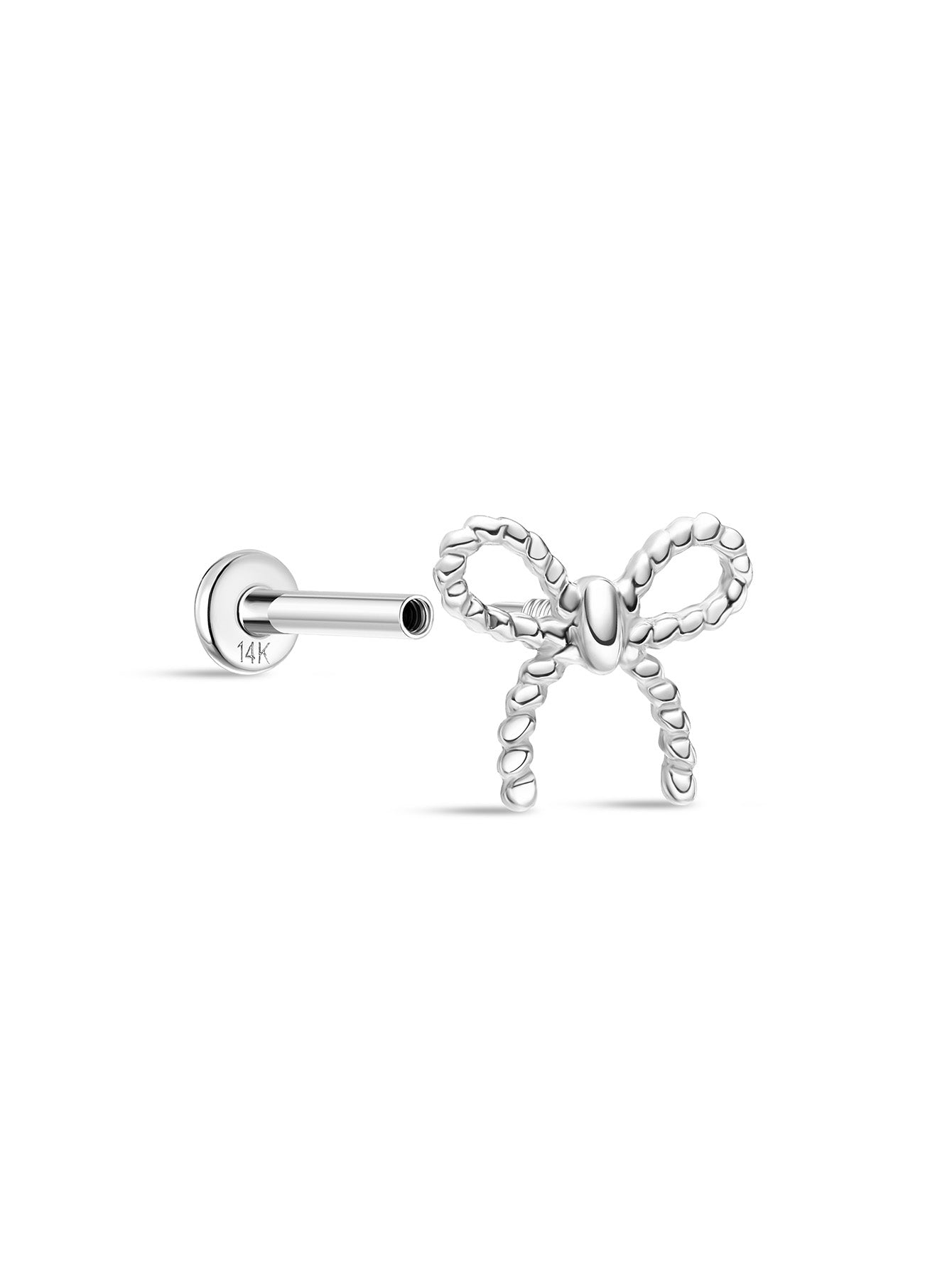 925 Sterling Silver Elegant Bow Ear Piercing Stud-aurivna