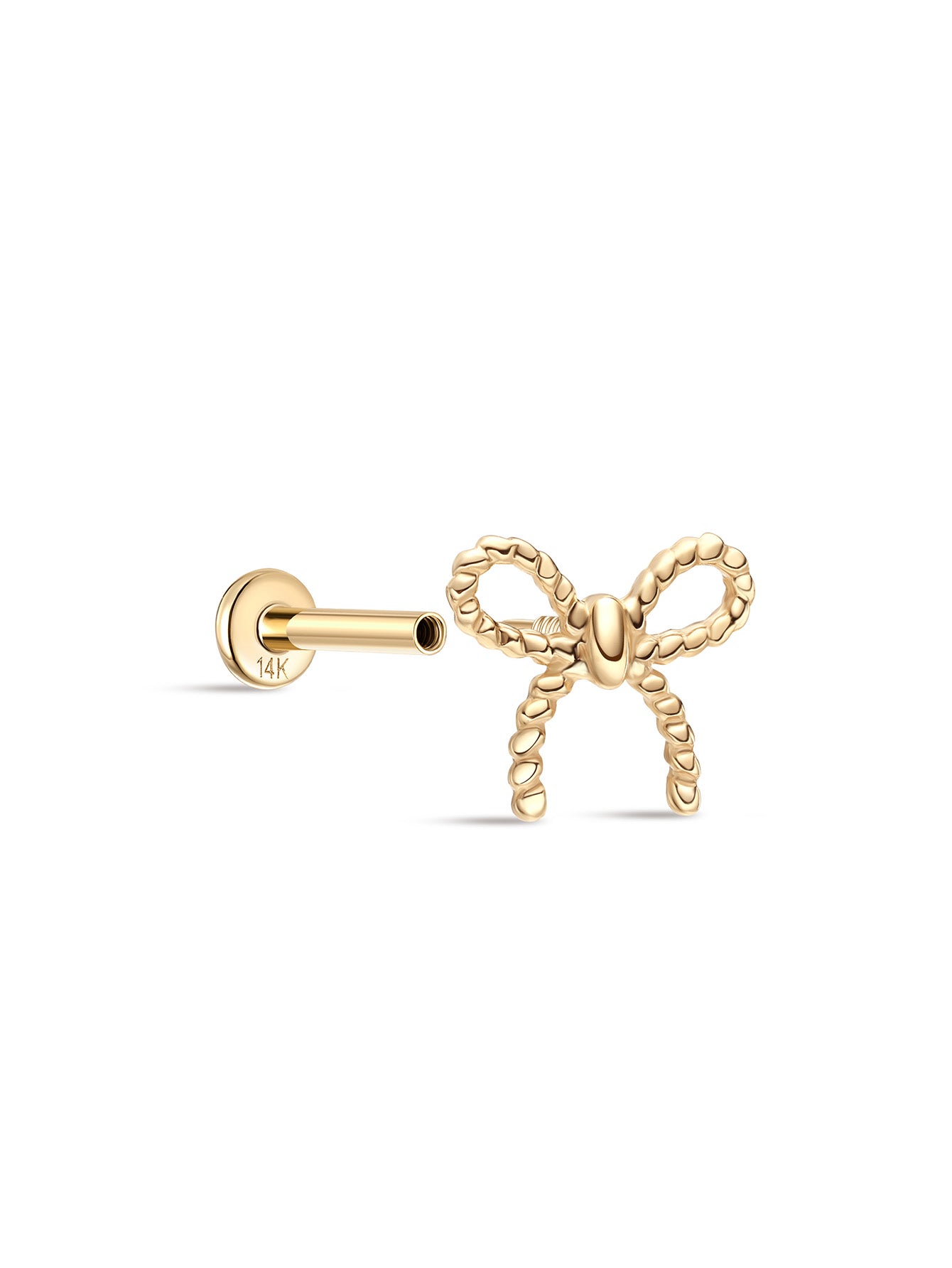 925 Sterling Silver Elegant Bow Ear Piercing Stud-aurivna