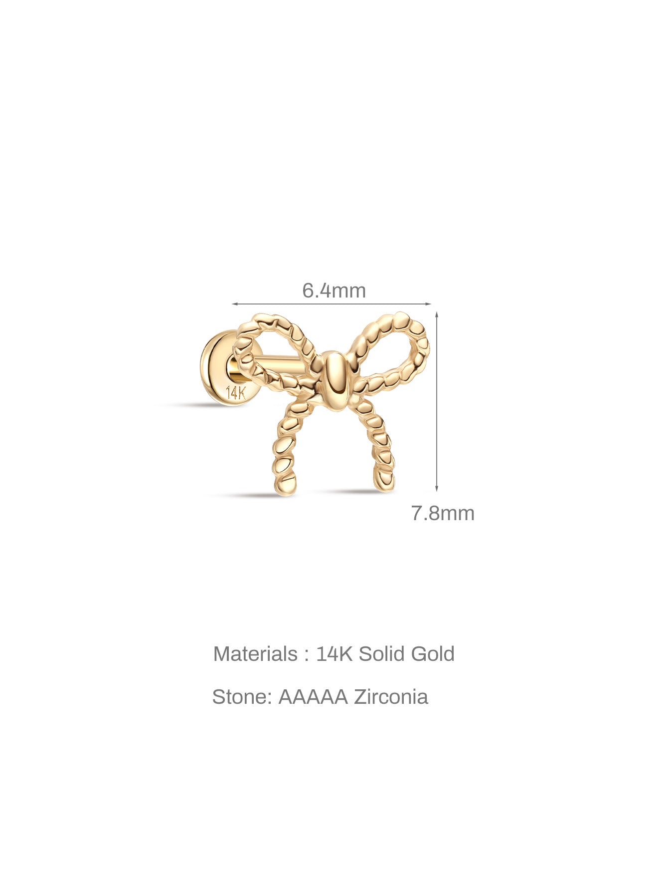 925 Sterling Silver Elegant Bow Ear Piercing Stud-aurivna