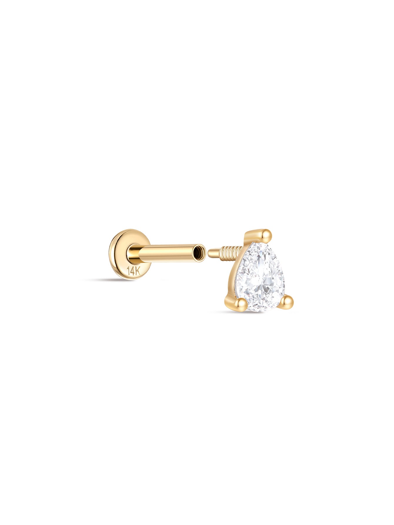 925 Sterling Silver Three-Claw Mini Zircon Ear Piercing Stud-aurivna