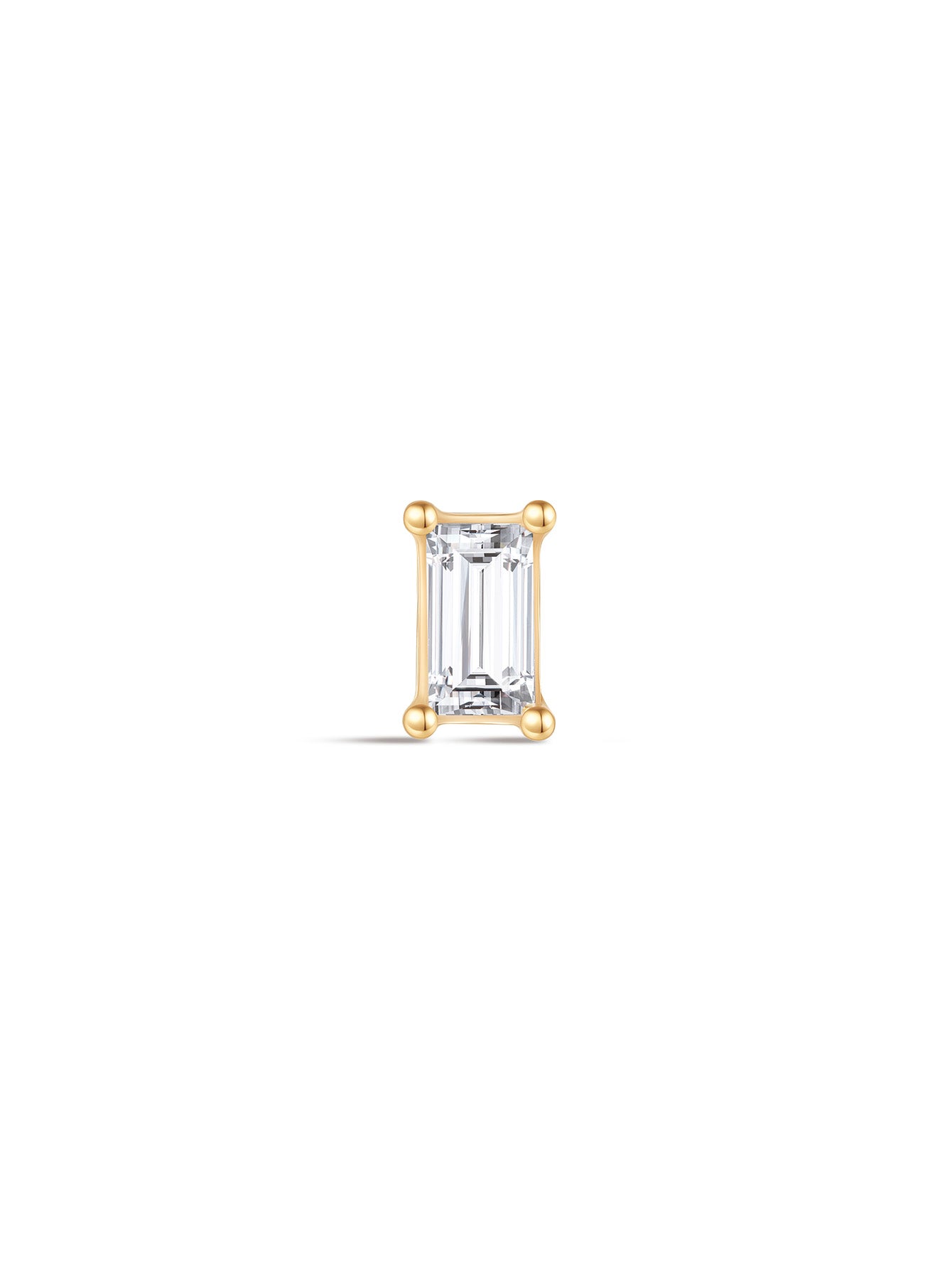 925 Sterling Silver  Square Zirconia Ear Piercing Stud-aurivna